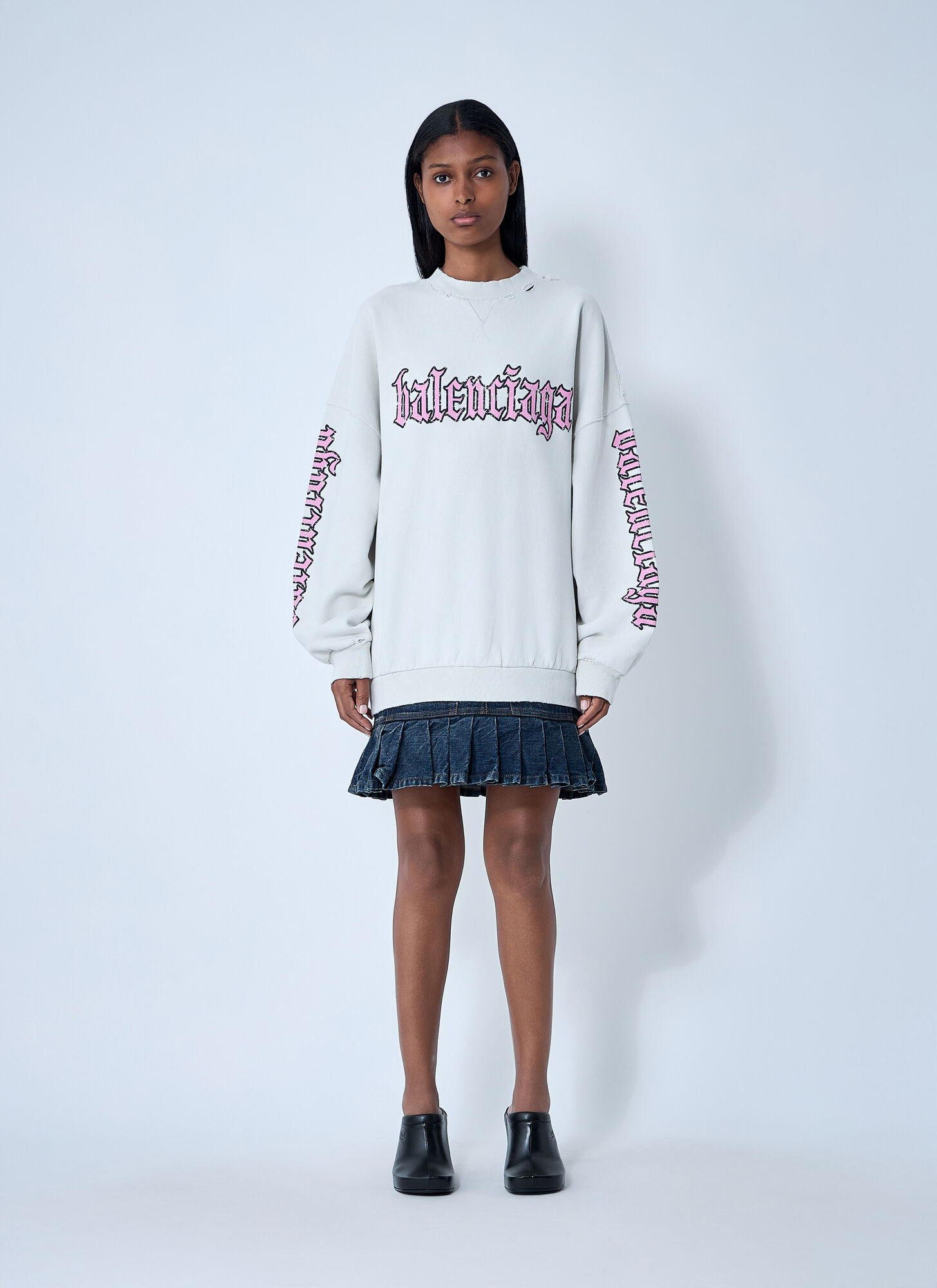 Balenciaga Logo Motif Sweatshirt Dress – Woman Dresses White 2