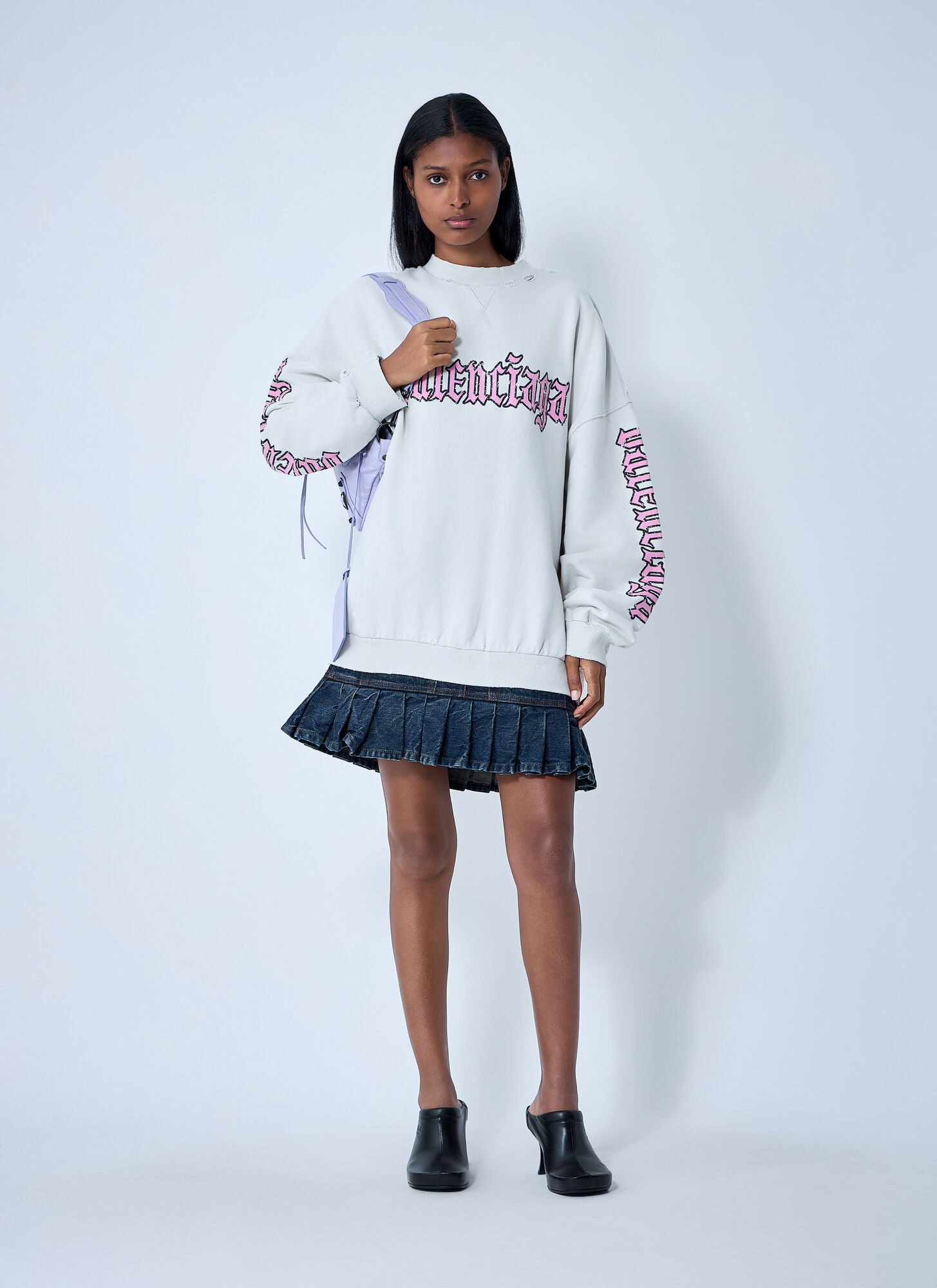  Balenciaga Balenciaga Logo Motif Sweatshirt Dress - Frau Kleider White 2 