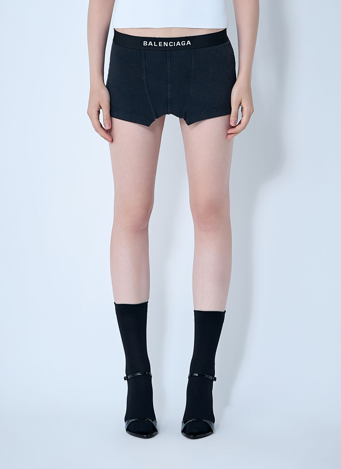 BALENCIAGA Balenciaga Cut-off Brief Mini Skirt - Woman Skirts Black S　バレンシアガ カットオフ ブリーフ ミニ スカート - 女性 スカート ブラック S