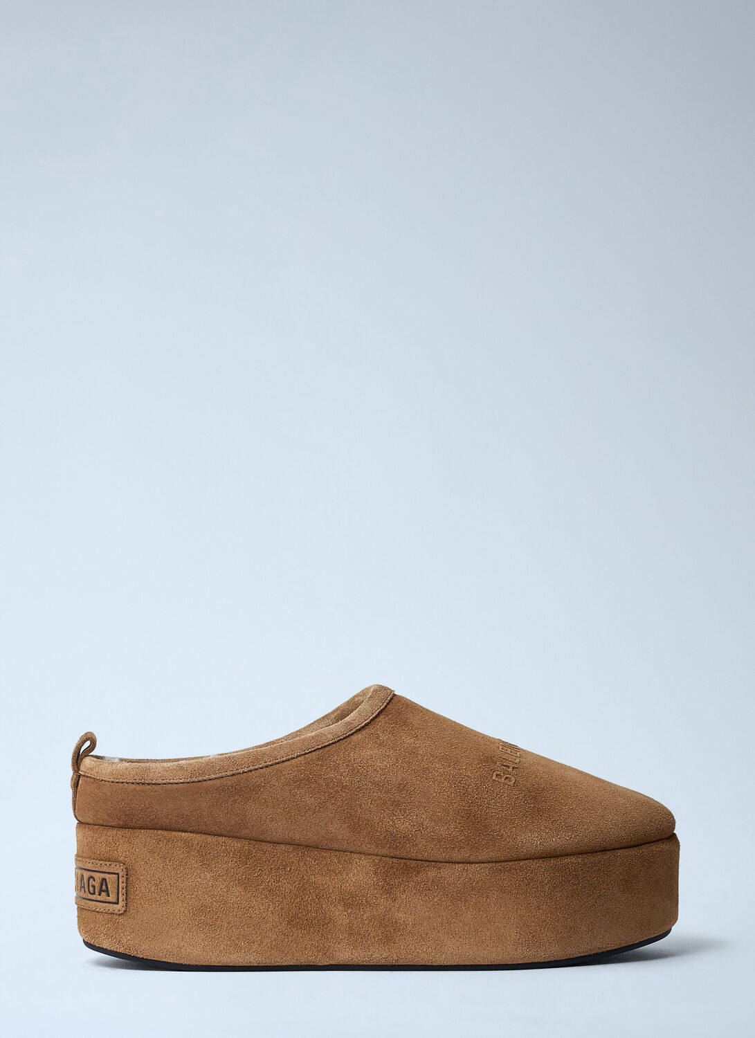 Balenciaga Women Camel Alaska Soft Platform Mules In Multi