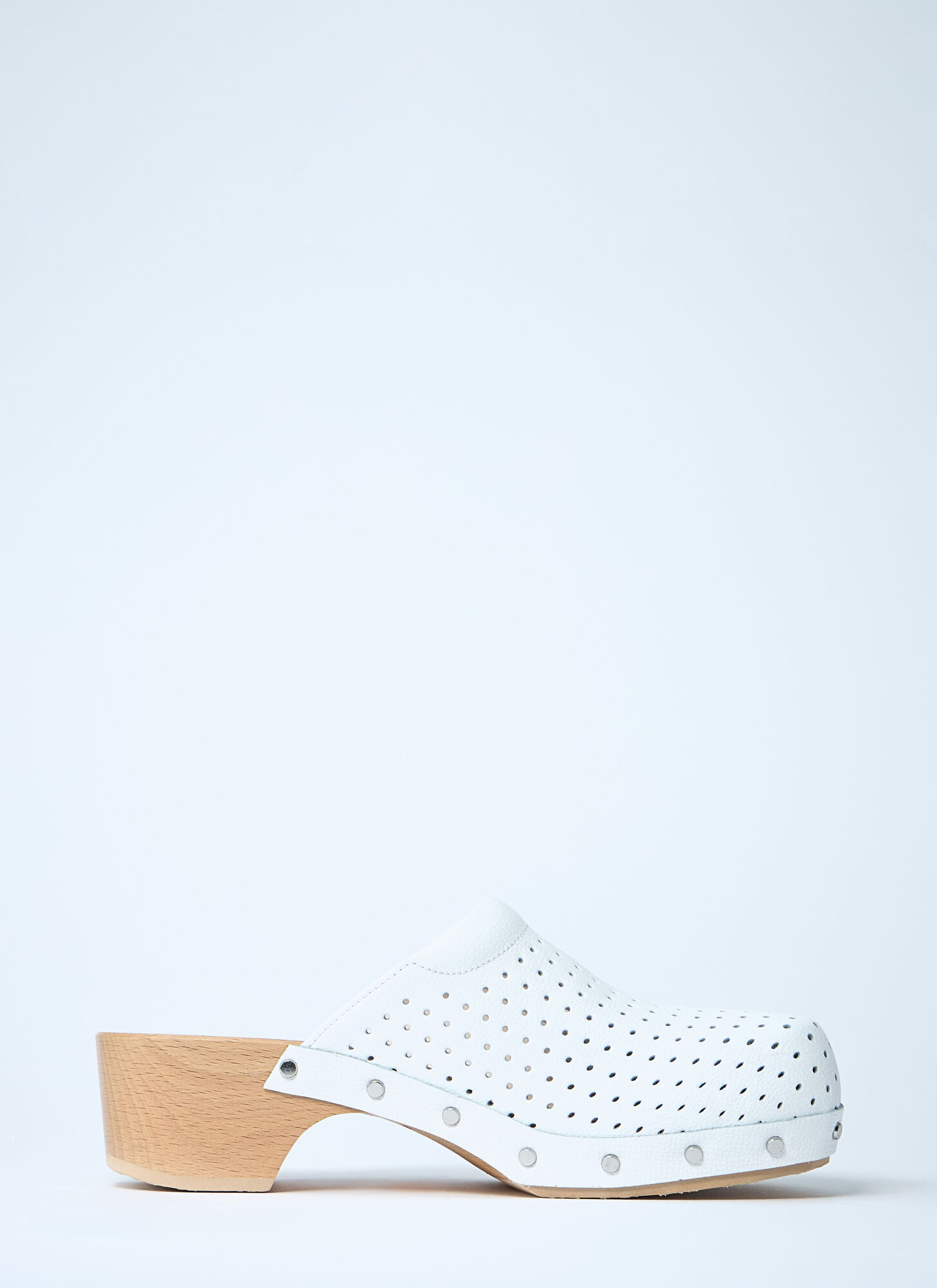 Balenciaga Scholl X 'clog' Perforated Rivet Wooden Mules In Neutral