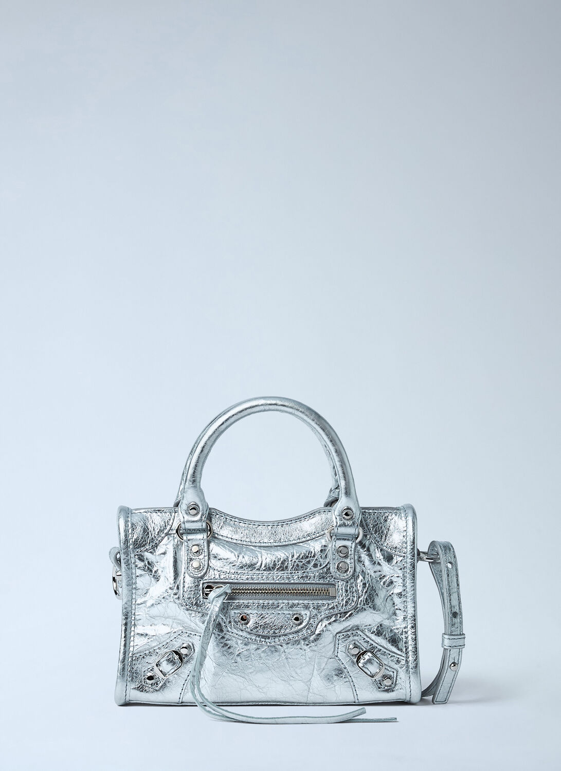Balenciaga Mini Le City Handbag In Silver