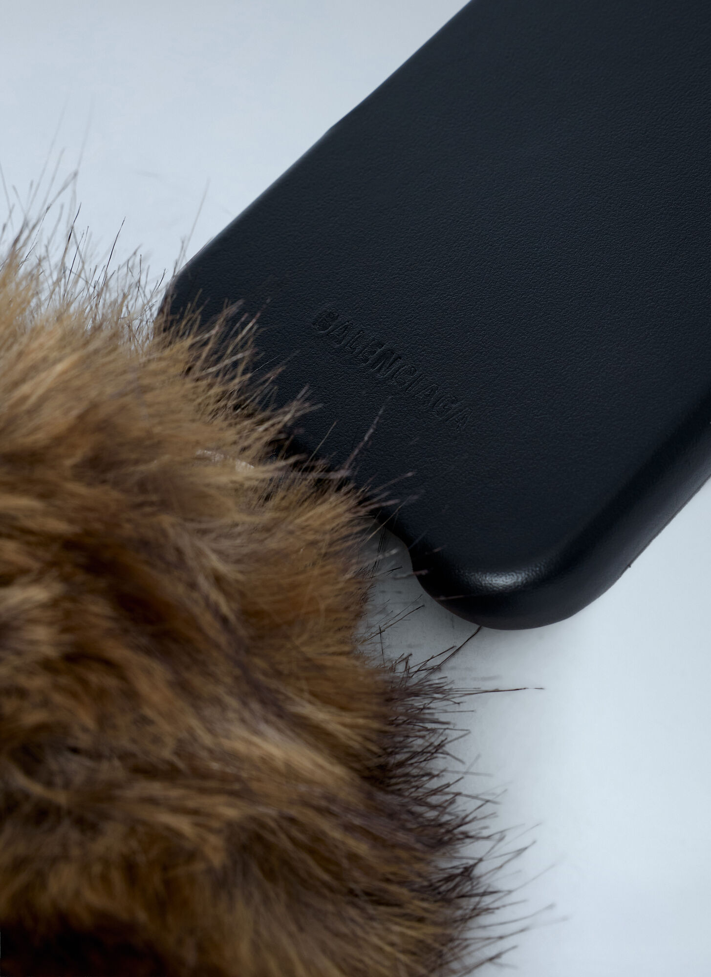  Balenciaga Balenciaga Tech Phone Case With Faux Fur Embellishment - Frau Collectibles Beige One Size 