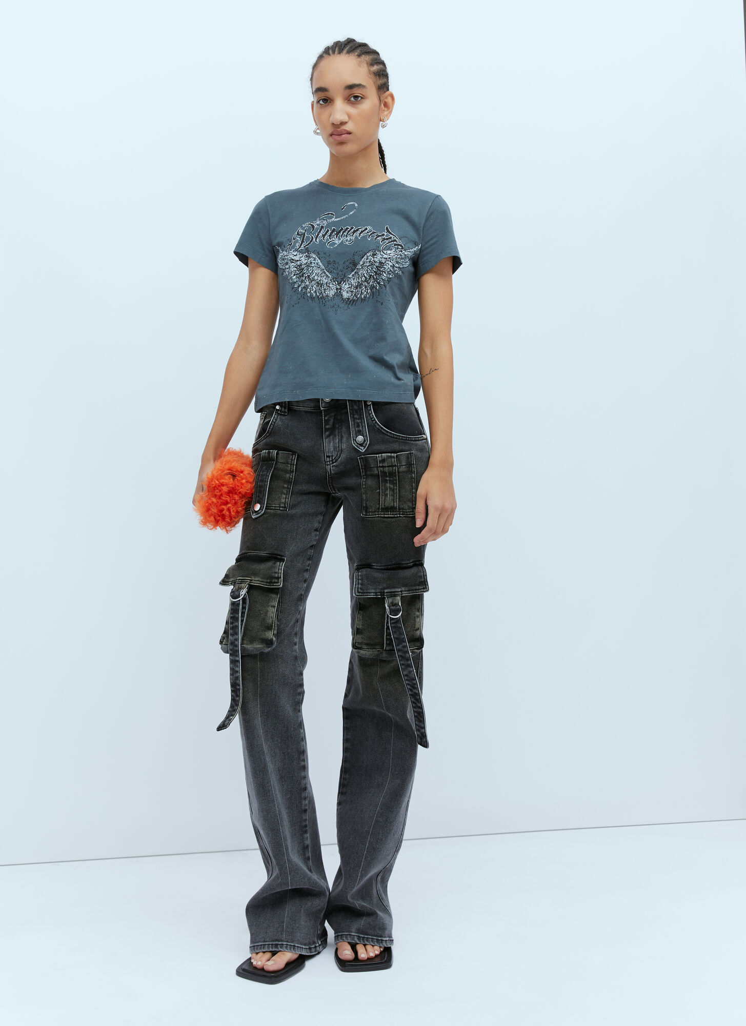 Blumarine Graphic Logo T-shirt In Black
