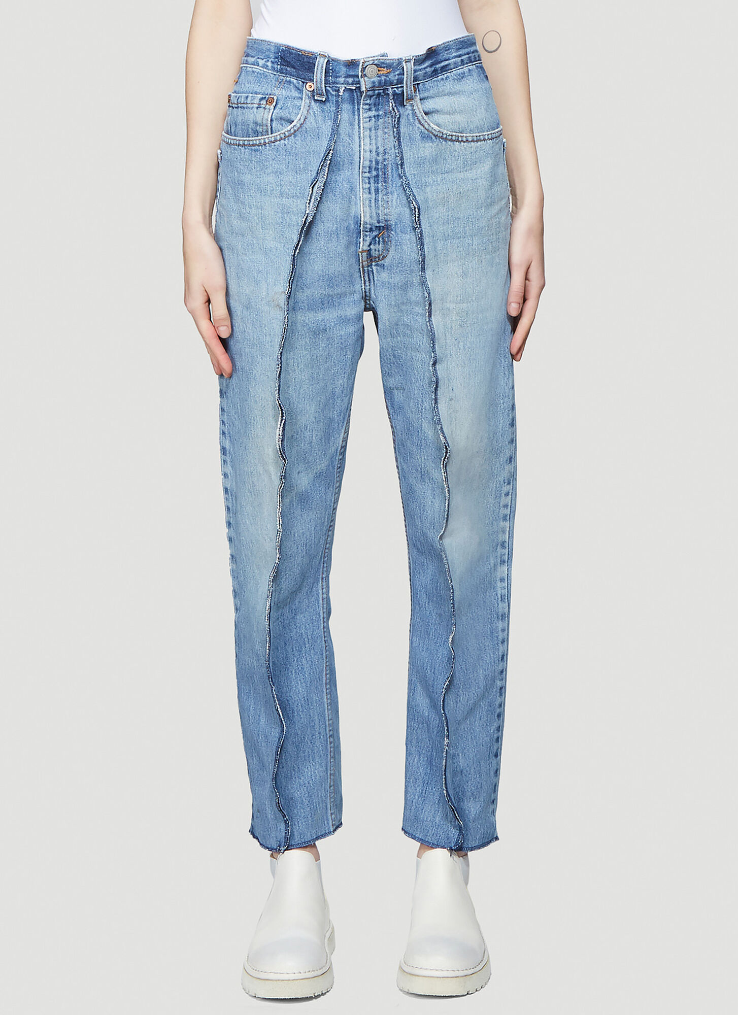 Bonum Exposed Seam Jeans In Blue