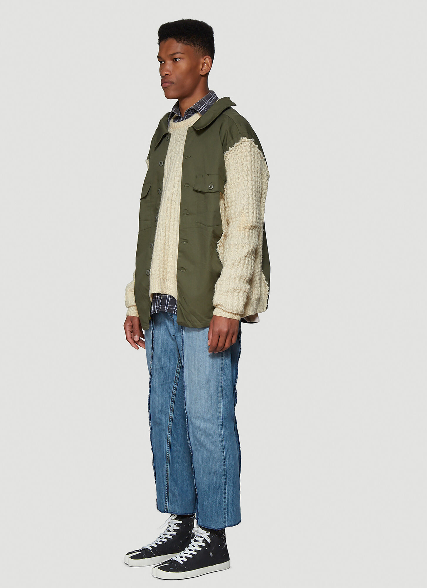  Bonum Bonum Contrast Panel Sweater -  Strick Green One Size 