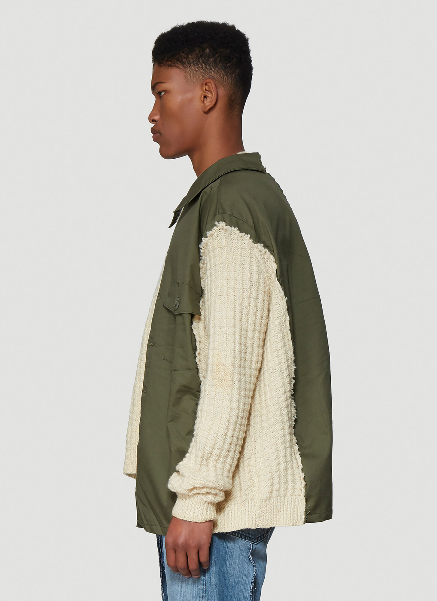  Bonum Bonum Contrast Panel Sweater -  Strick Green One Size 