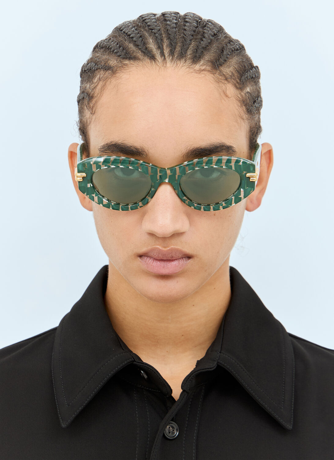 Bottega Veneta Women Mitre Oval Sunglasses In Green