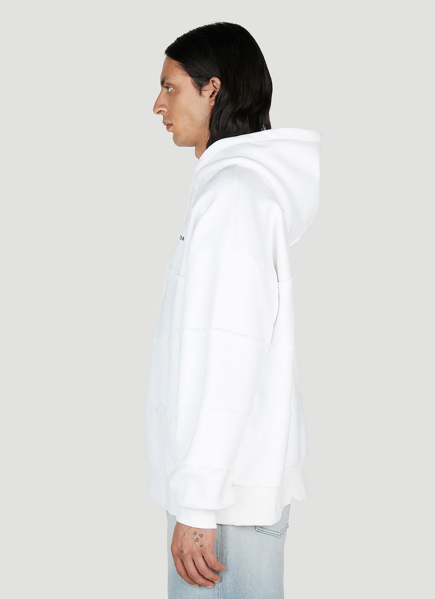  Botter Botter Raw Edge Logo Hooded Sweatshirt - Mann Sweatshirts White M 