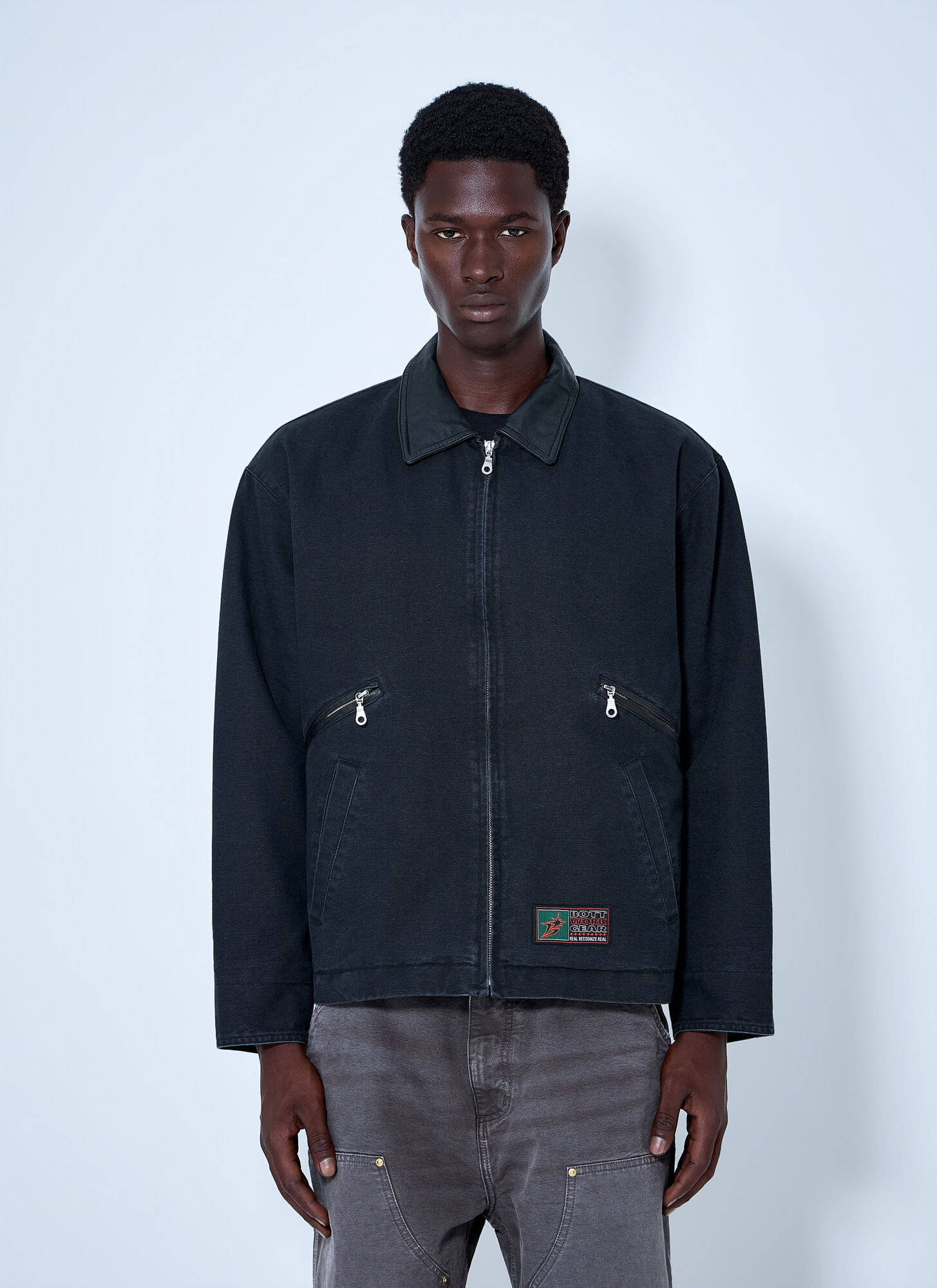 Bott Leather Collar Work Jacket - Man Jackets Navy S