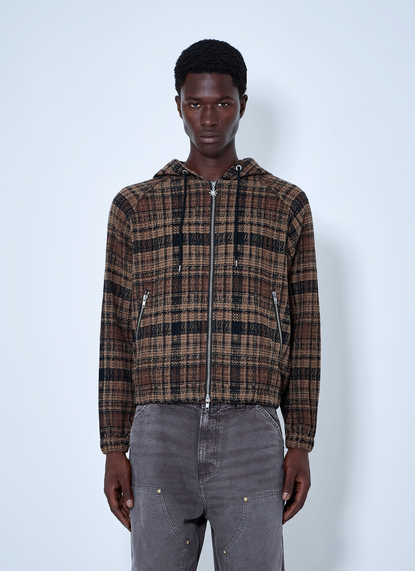 Bott Uomo Marrone - Heavy Check Zip Hoodie, Size: M