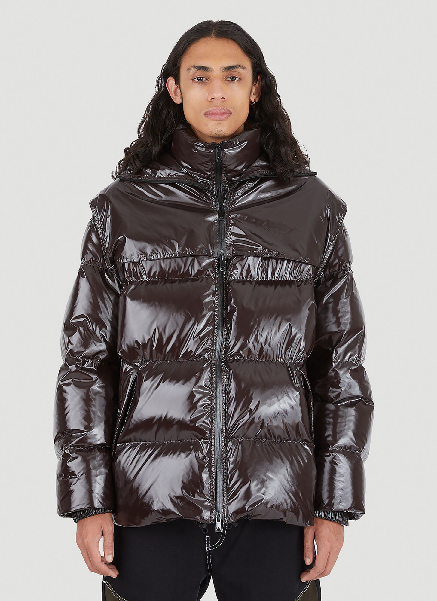 BOTTEGA VENETA Bottega Veneta Gloss Padded Down Jacket - Man Jackets Brown L　ボッテガ ヴェネタ グロス パデッド ダウン ジャケット - メンズ ジャケット ブラウン L