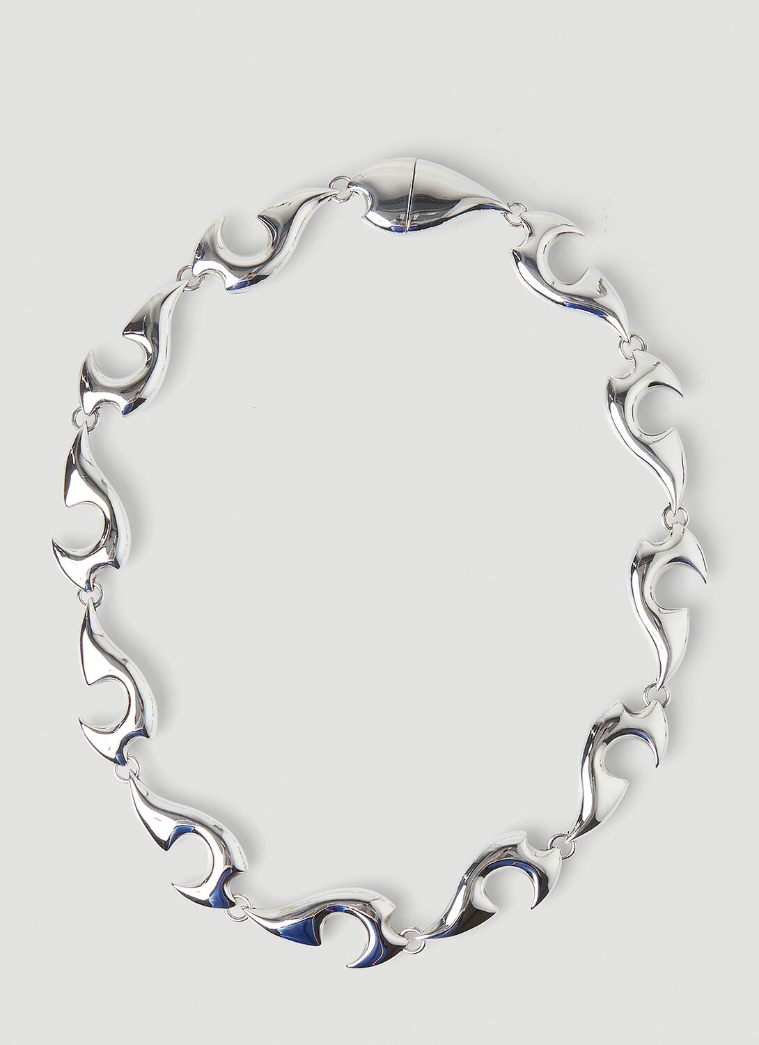 Shop Bottega Veneta Sculpted Necklace In Silver