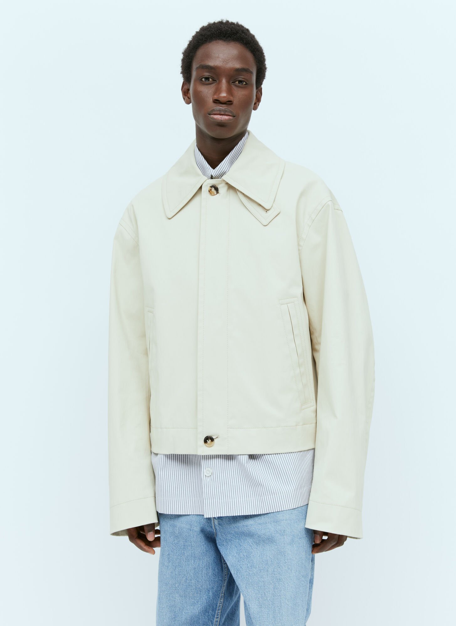 Bottega Veneta Canvas Blouson Jacket In Beige