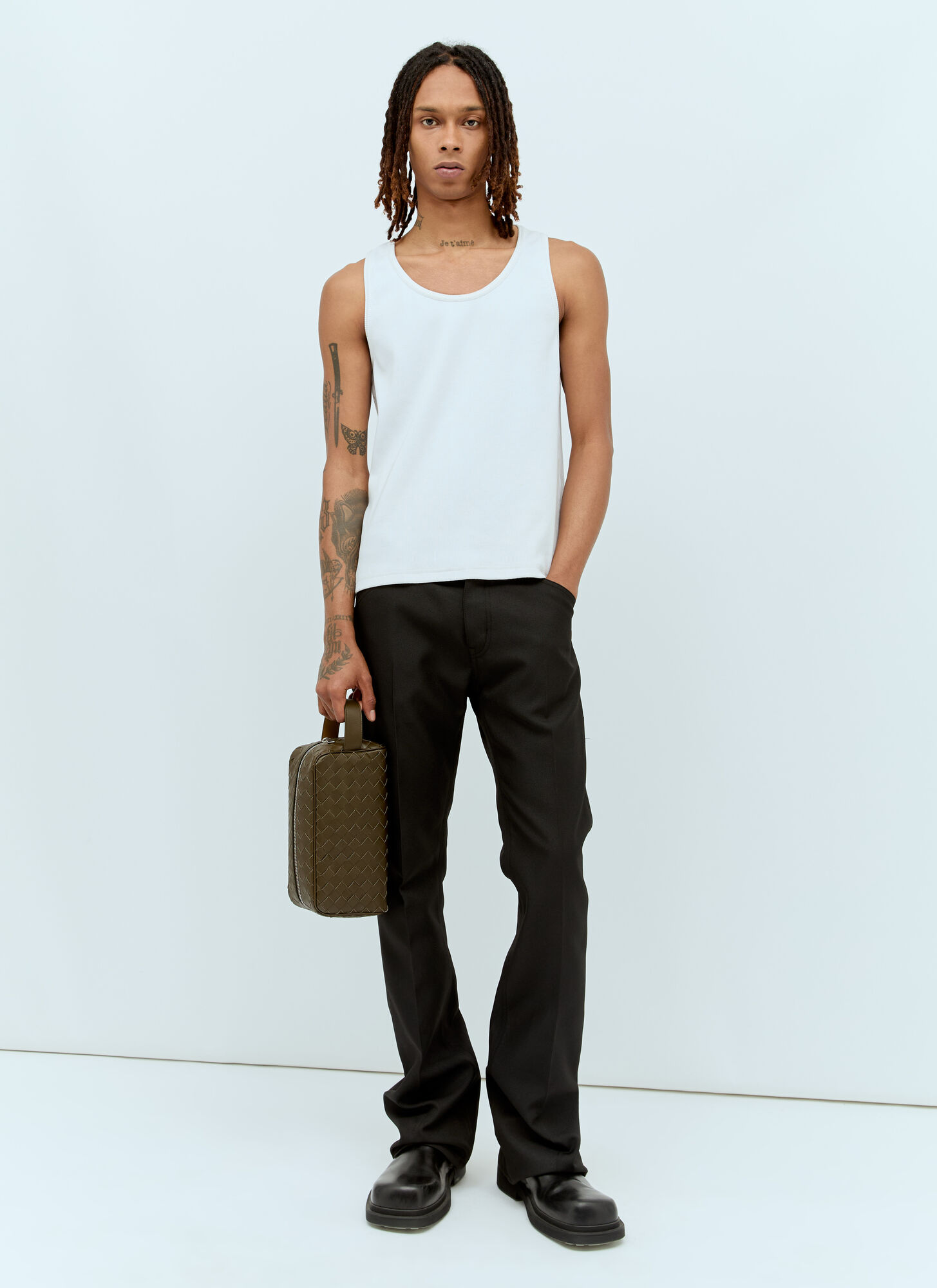 Bottega Veneta Intrecciato Travel Pouch In Khaki