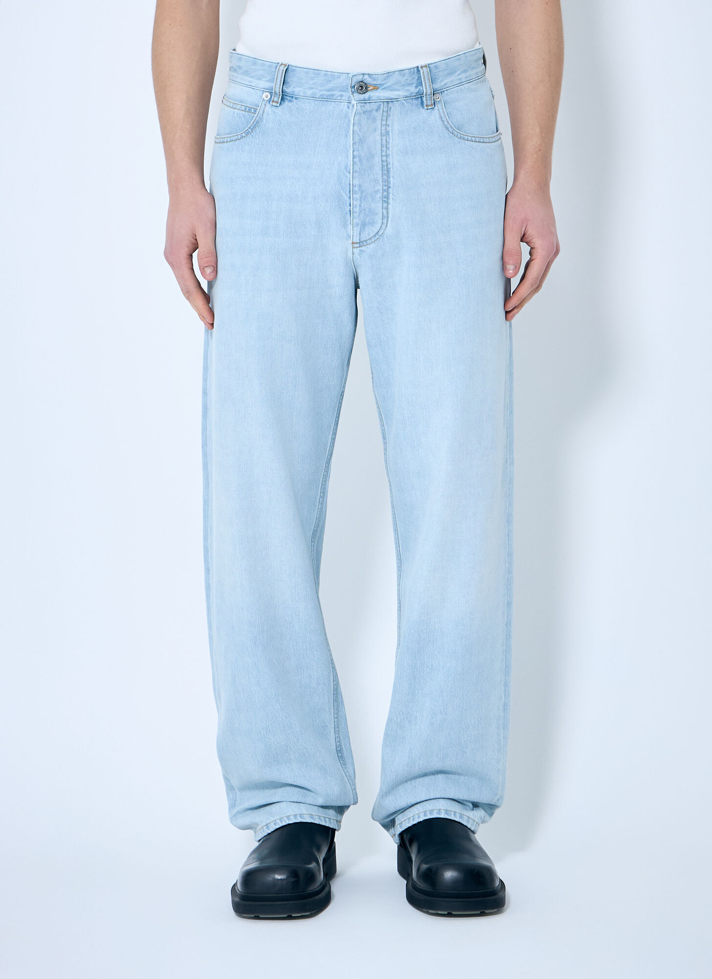 Bottega Veneta Men Extra Bleached Wide Leg Jeans In Light Blue