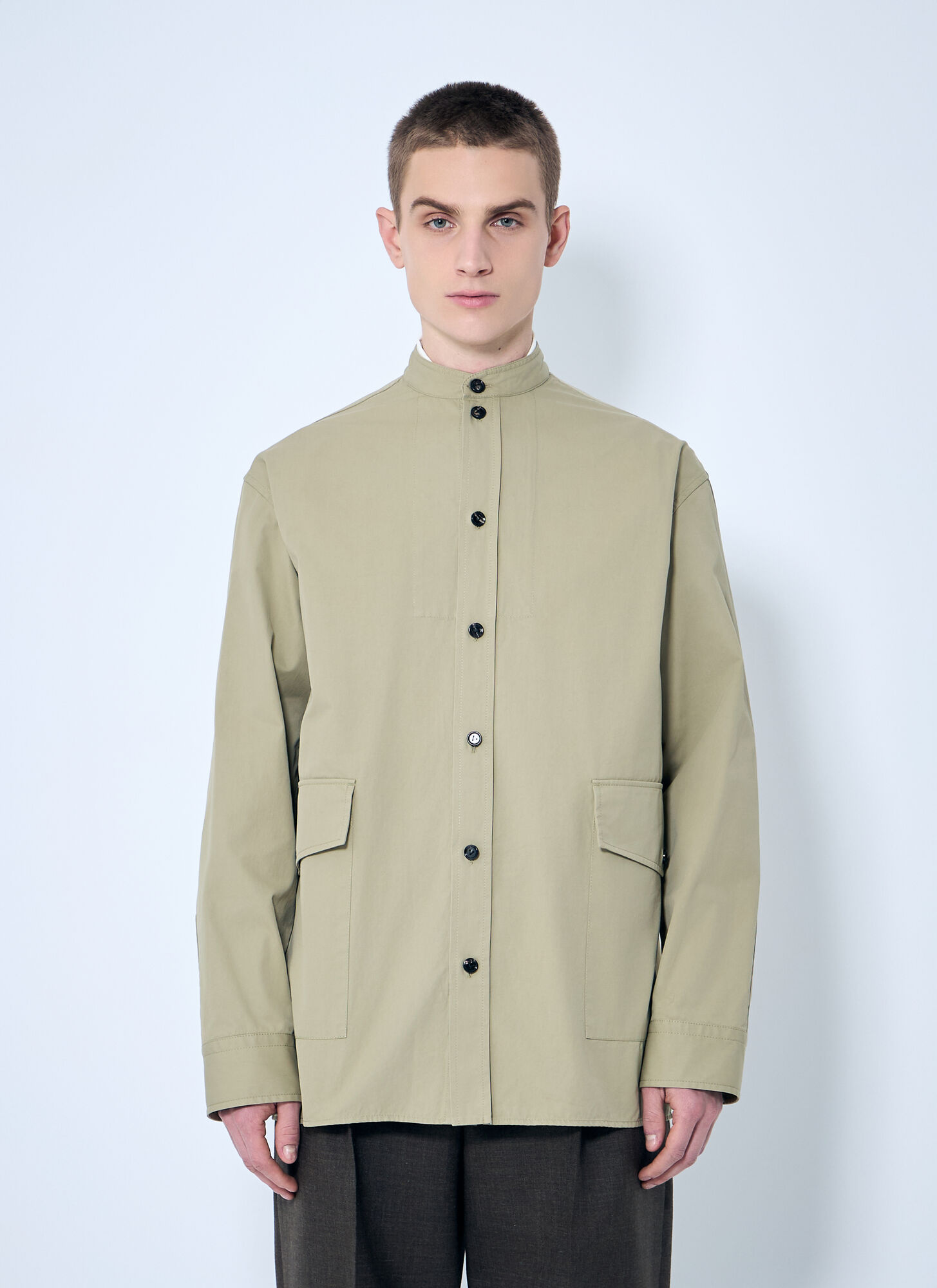 Bottega Veneta Men's Beige Light-Cotton Twill Overshirt - Man Jackets Eu - 46