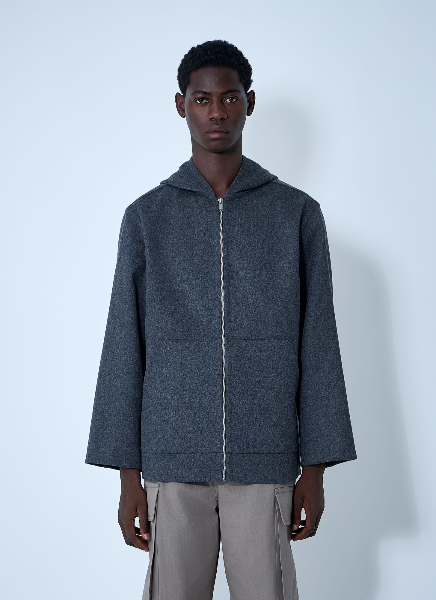 BOTTEGA VENETA Bottega Veneta Double Face Wool Hooded Jacket - Man Jackets Charcoal Eu - 50　ボッテガ ヴェネタ ダブルフェイス ウール フード付きジャケット - メンズ ジャケッ