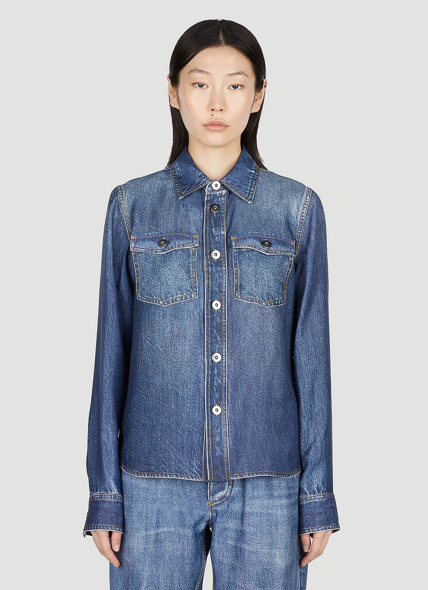 BOTTEGA VENETA DENIM PRINT SHIRT