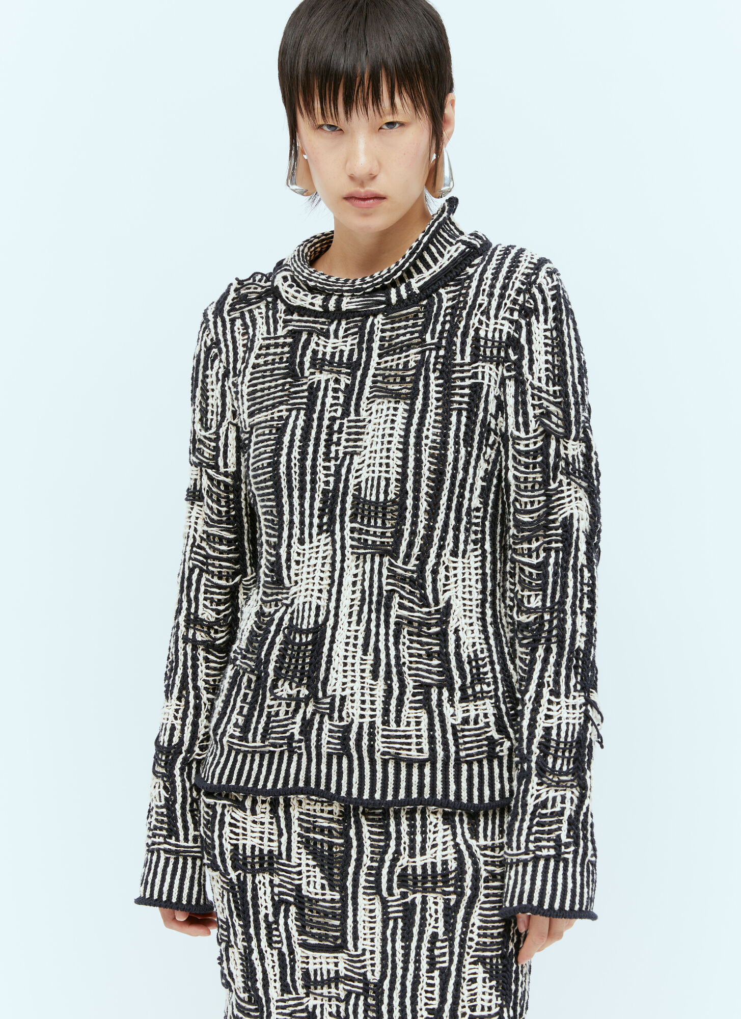 BOTTEGA VENETA Bottega Veneta Intrecciato Cotton Sweater - Woman Knitwear Navy L　ボッテガ ヴェネタ イントレチャート コットン セーター - 女性 ニットウェア ネイビー L