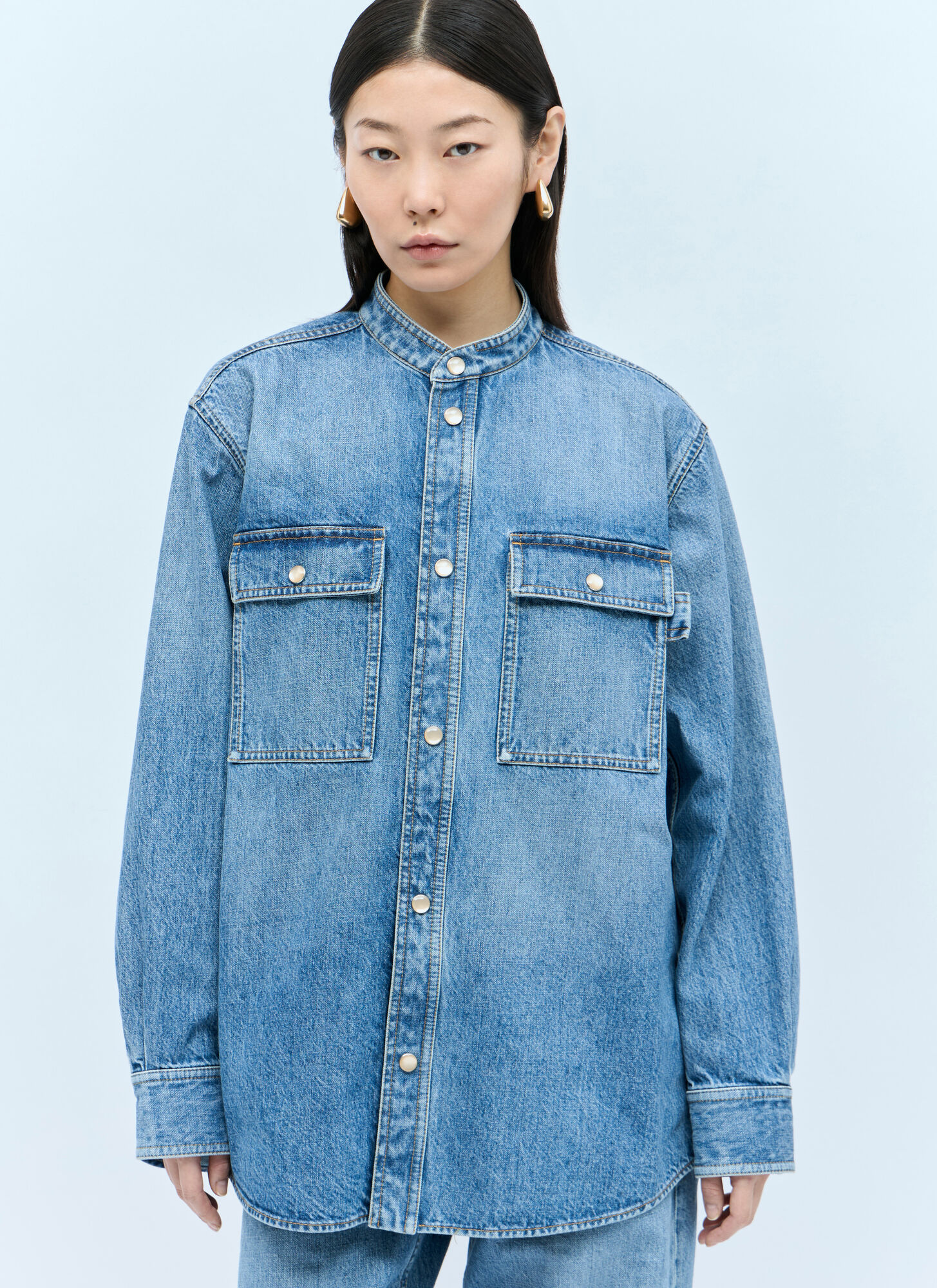 Shop Bottega Veneta Denim Shirt In Blue