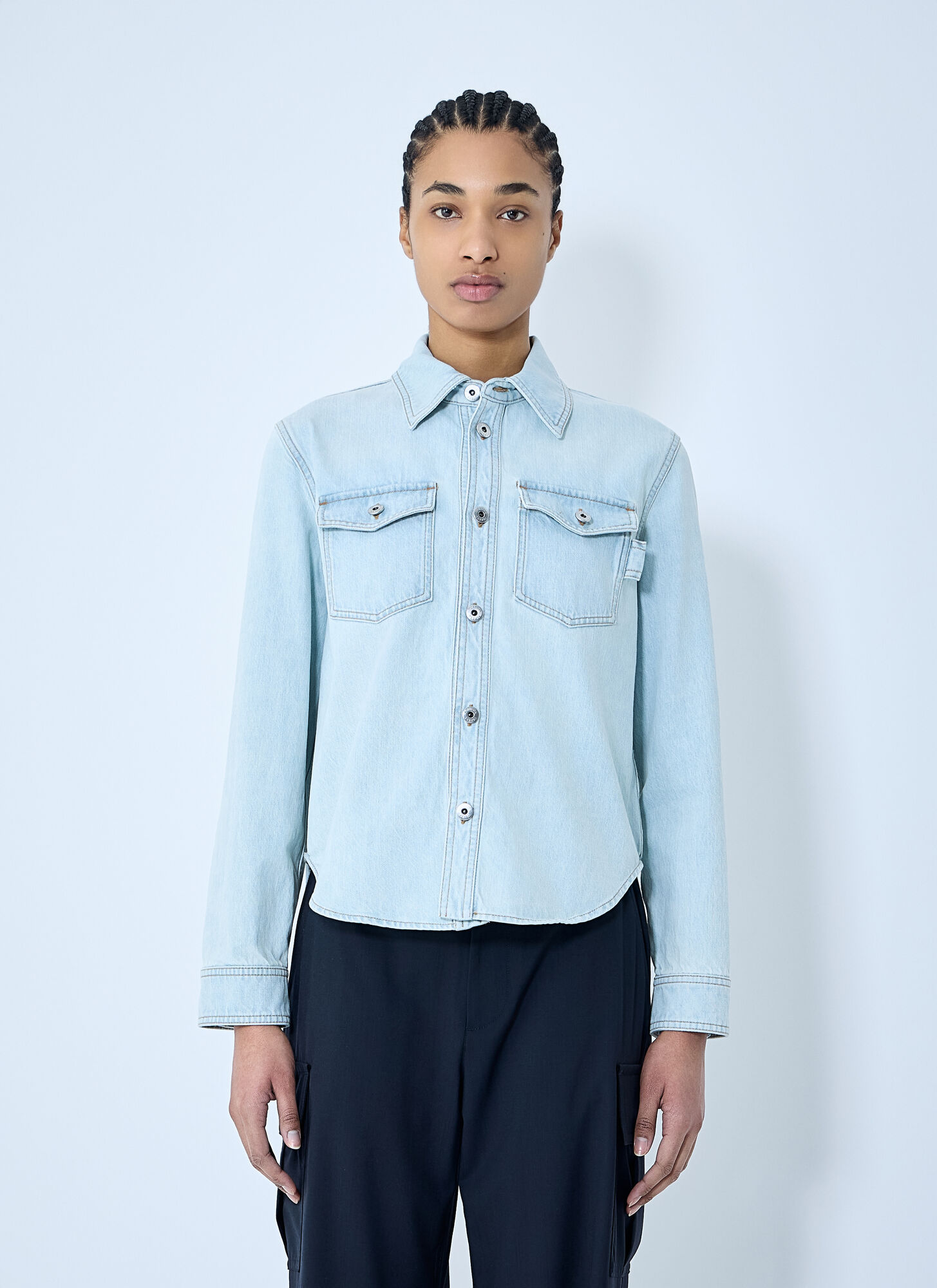 Bottega Veneta Extra Bleach Denim Shirt In Blue