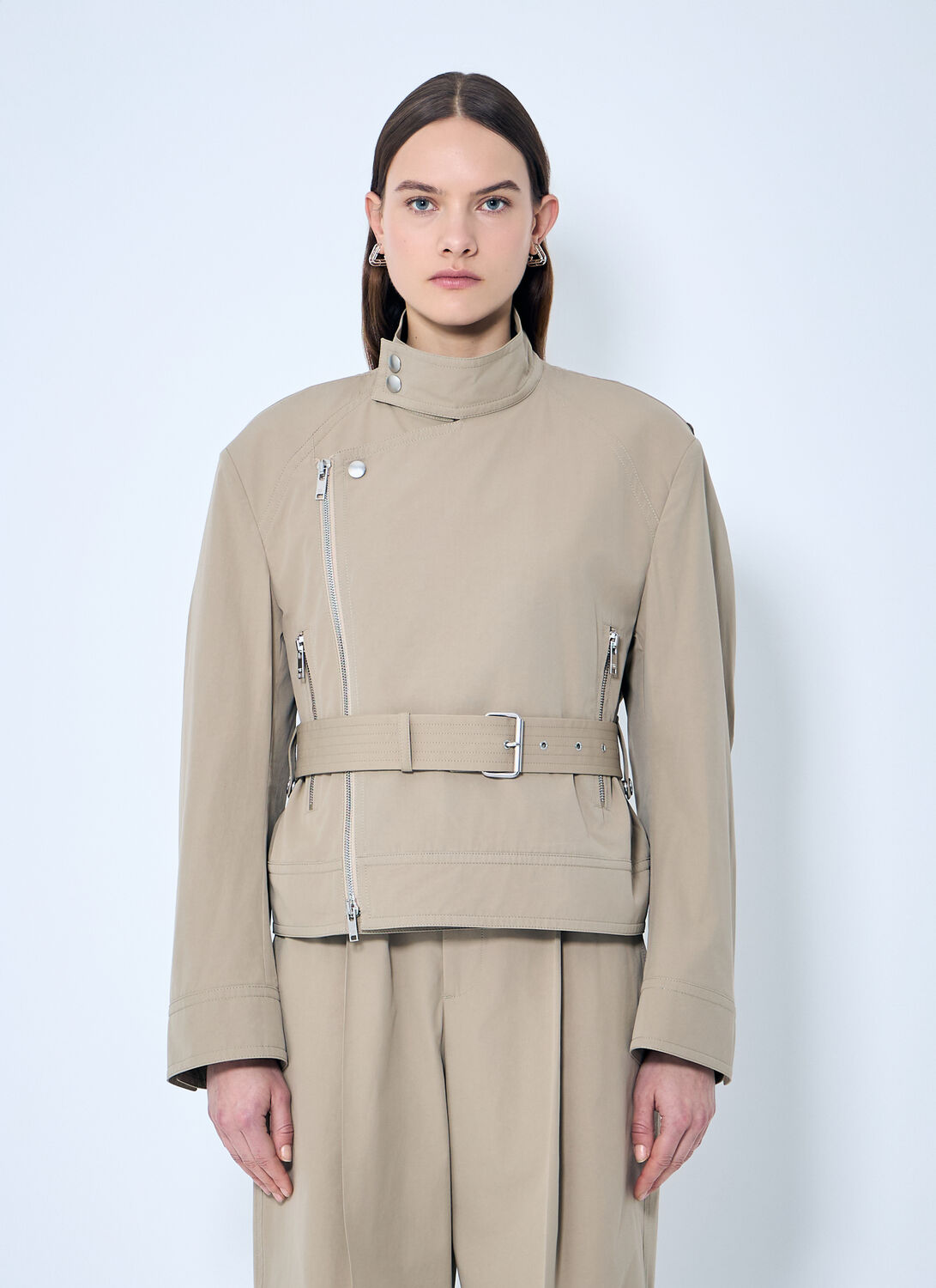 Bottega Veneta Women Compact Cotton Blouson In Beige