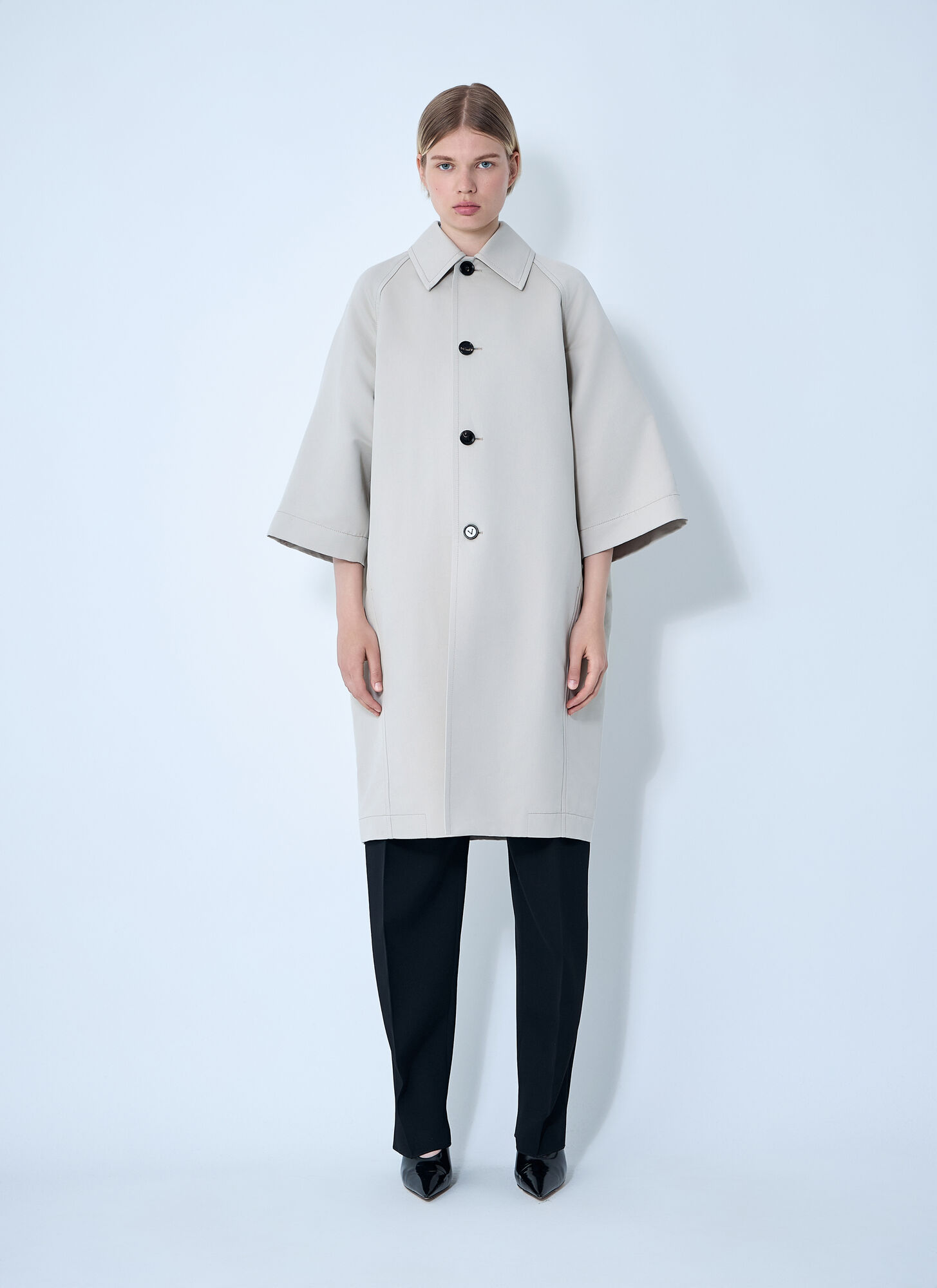 BOTTEGA VENETA Bottega Veneta Silk-and-cotton-blend Coat - Woman Coats Grey It - 36　ボッテガ ヴェネタ シルクとコットンのブレンド コート - 女性コート グレー It - 36