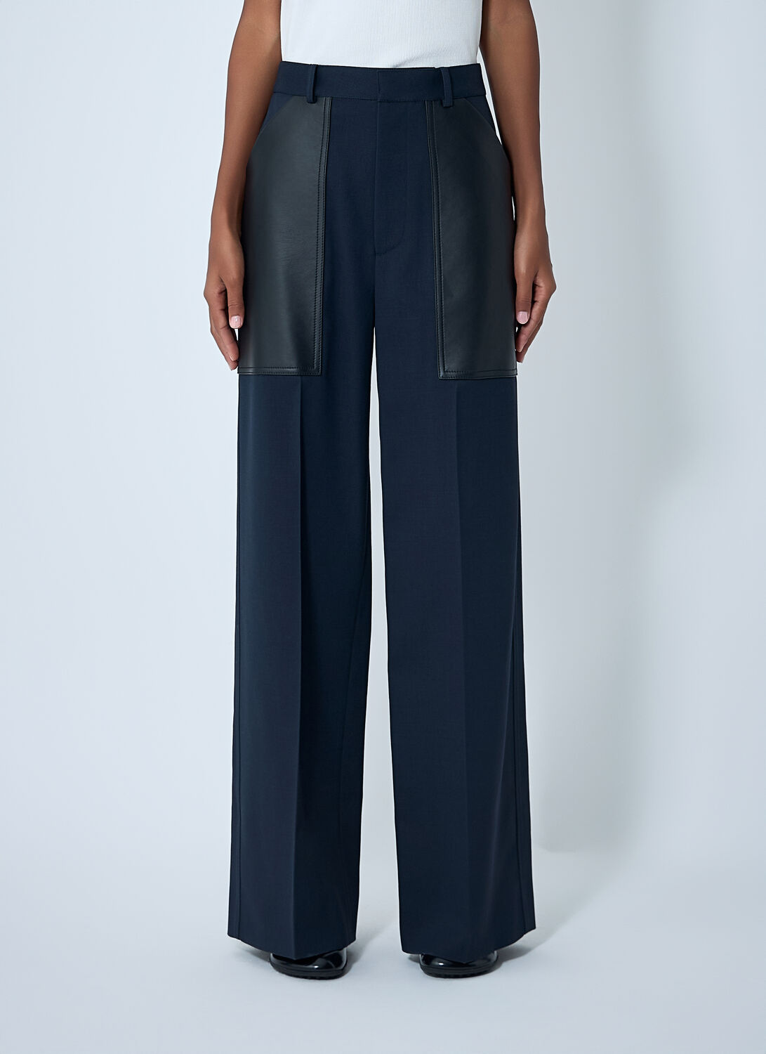 Bottega Veneta Compact Wool And Cotton Twill Pants - Woman Pants Blue It - 38
