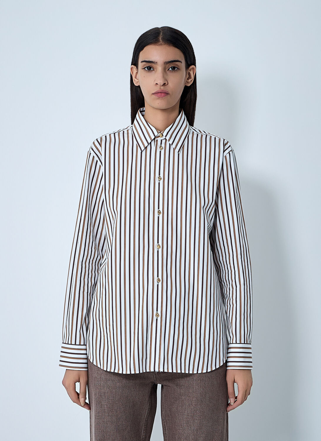 Bottega Veneta Women Stripe Button-down Shirt In White