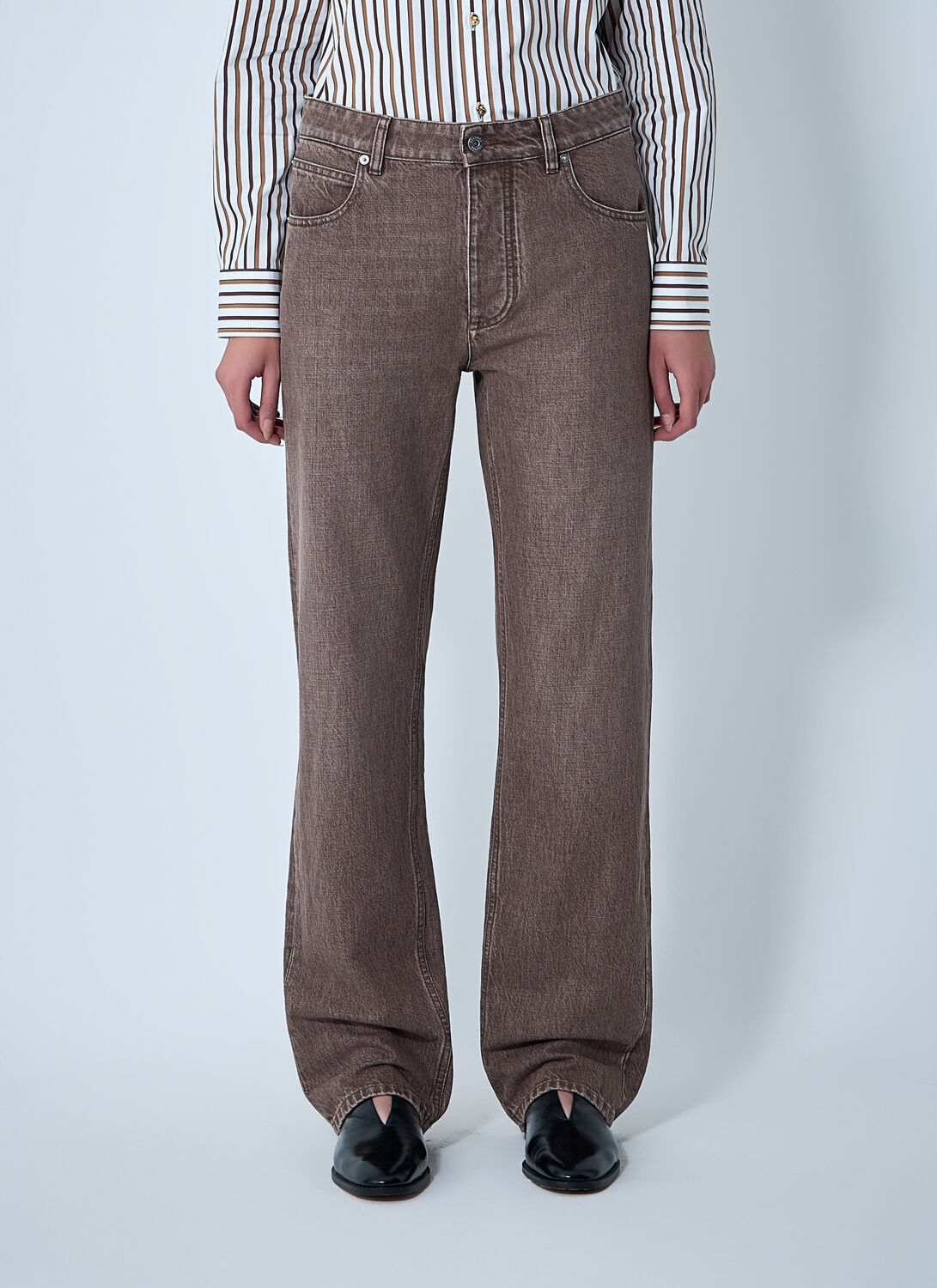 Bottega Veneta Cargo Style Jeans Featuring Multiple Pockets In Brown