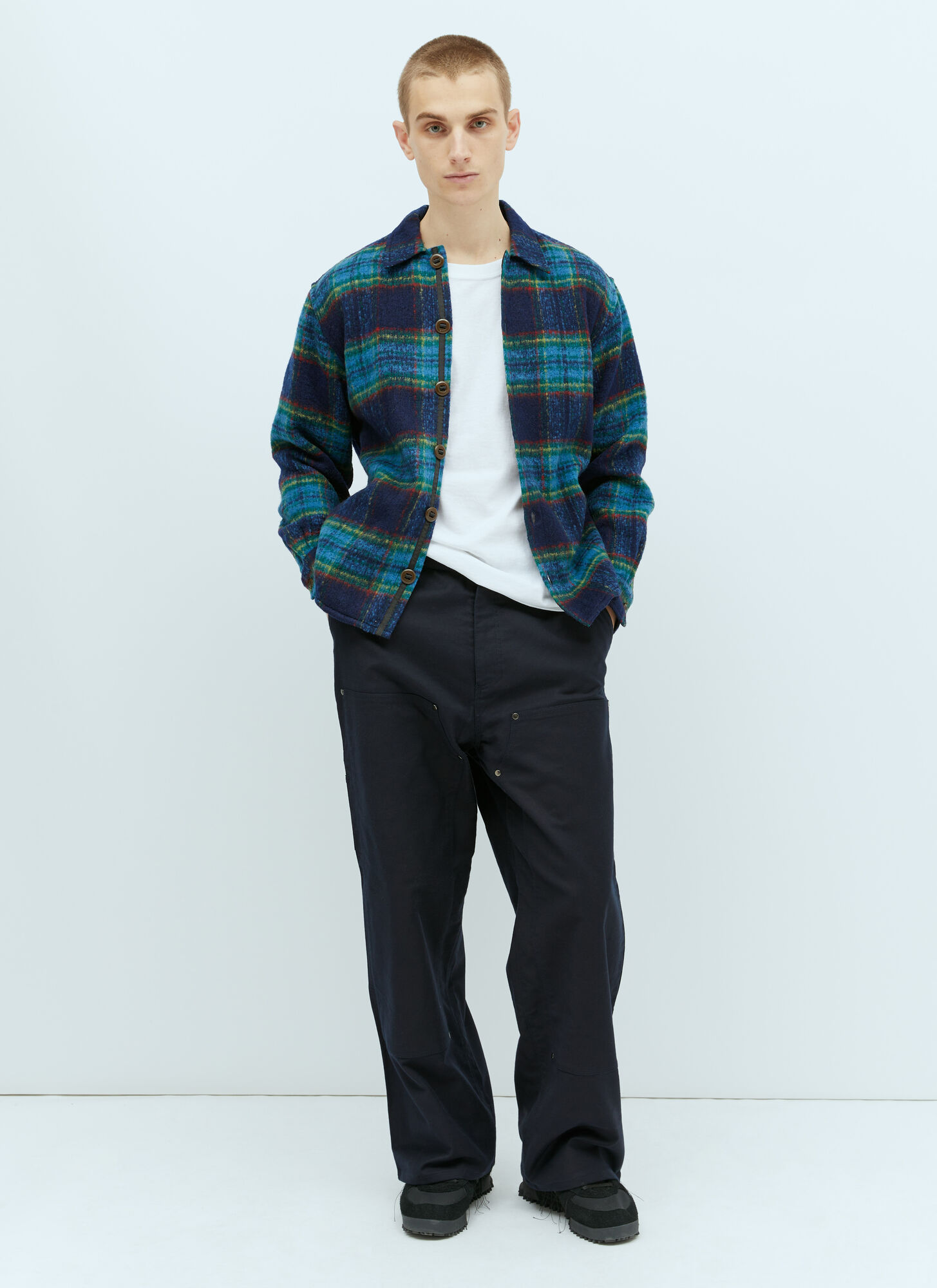  Brain Dead Brain Dead Brushed Rancher Flannel Shacket - Mann Hemden Navy S 