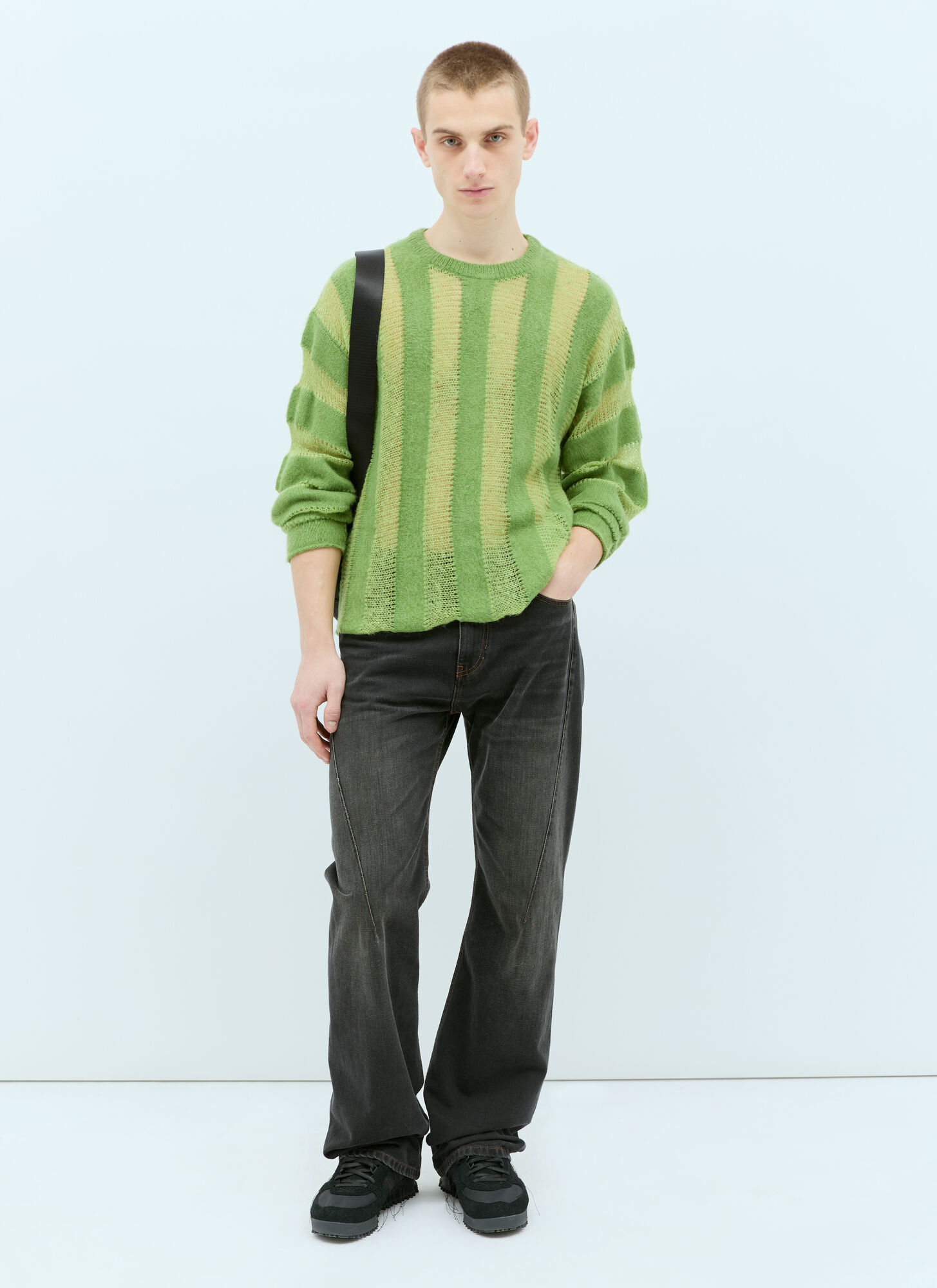  Brain Dead Brain Dead Fuzzy Threadbare Sweater - Mann Strick Green L 