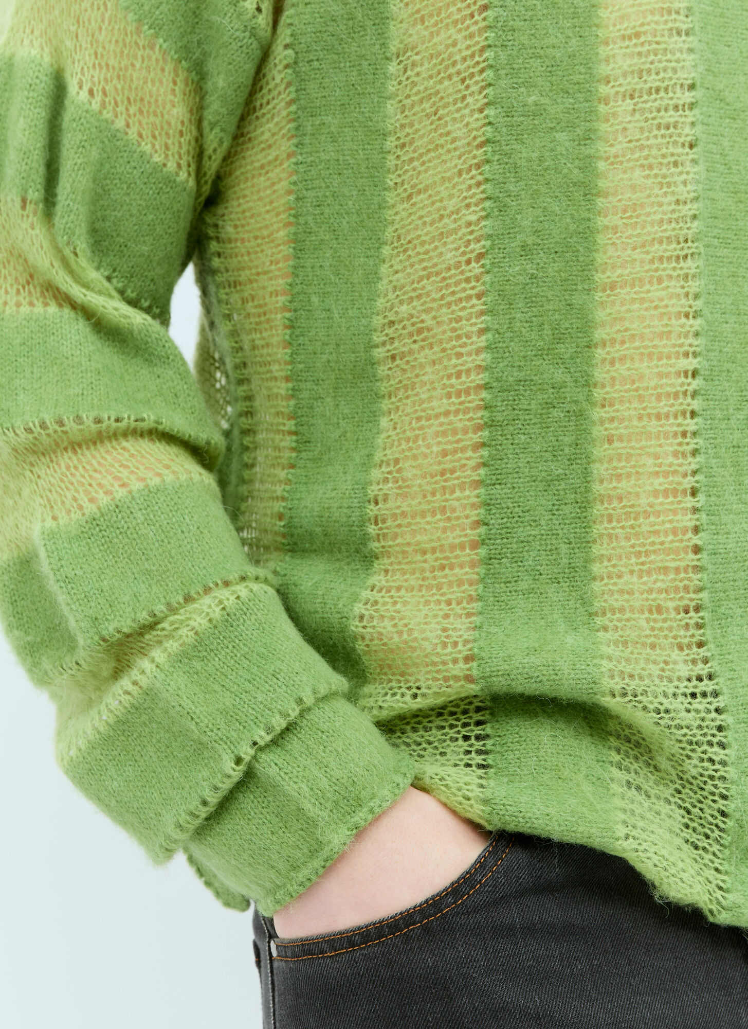  Brain Dead Brain Dead Fuzzy Threadbare Sweater - Mann Strick Green L 