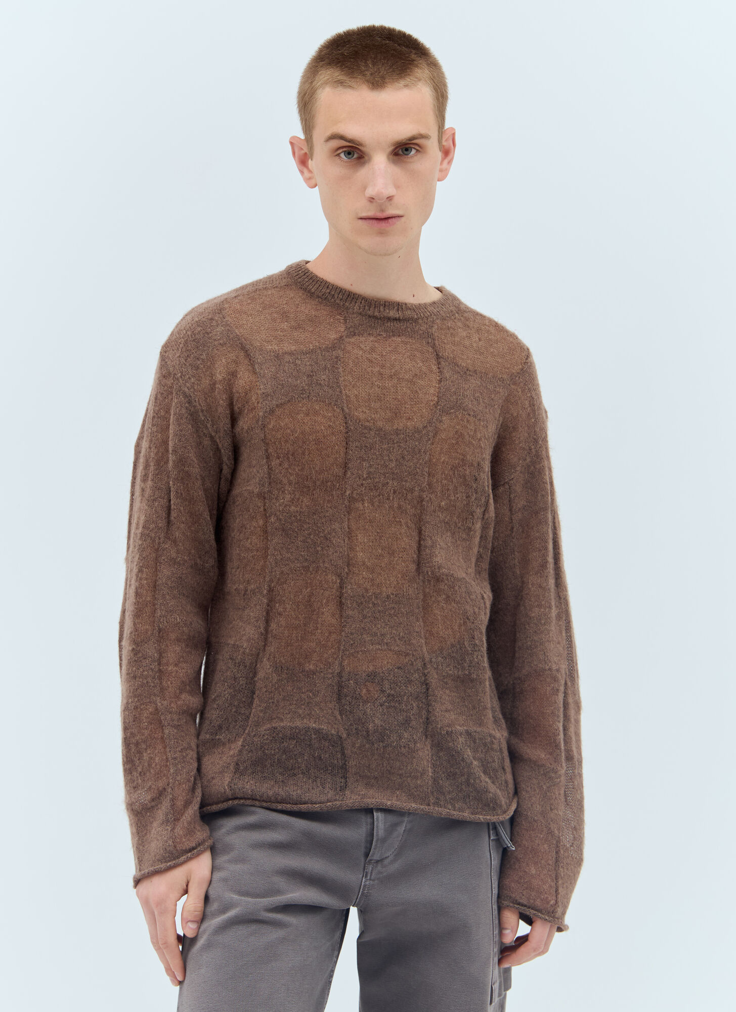 Brain Dead Fuzzy Threadbare Warped Jumper In Brown