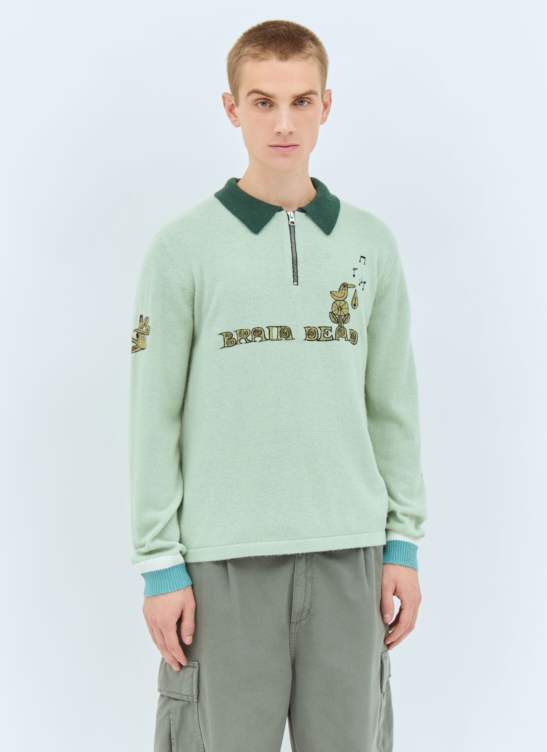 Brain Dead Sweater With Embroidery In Green
