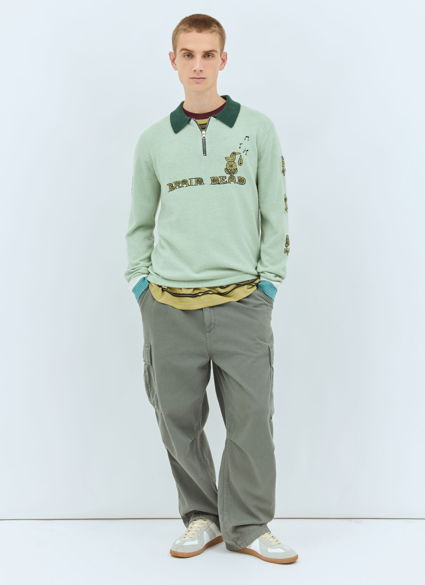  Brain Dead Brain Dead Lex Half-zip Sweatshirt - Man Sweatshirts Green L 