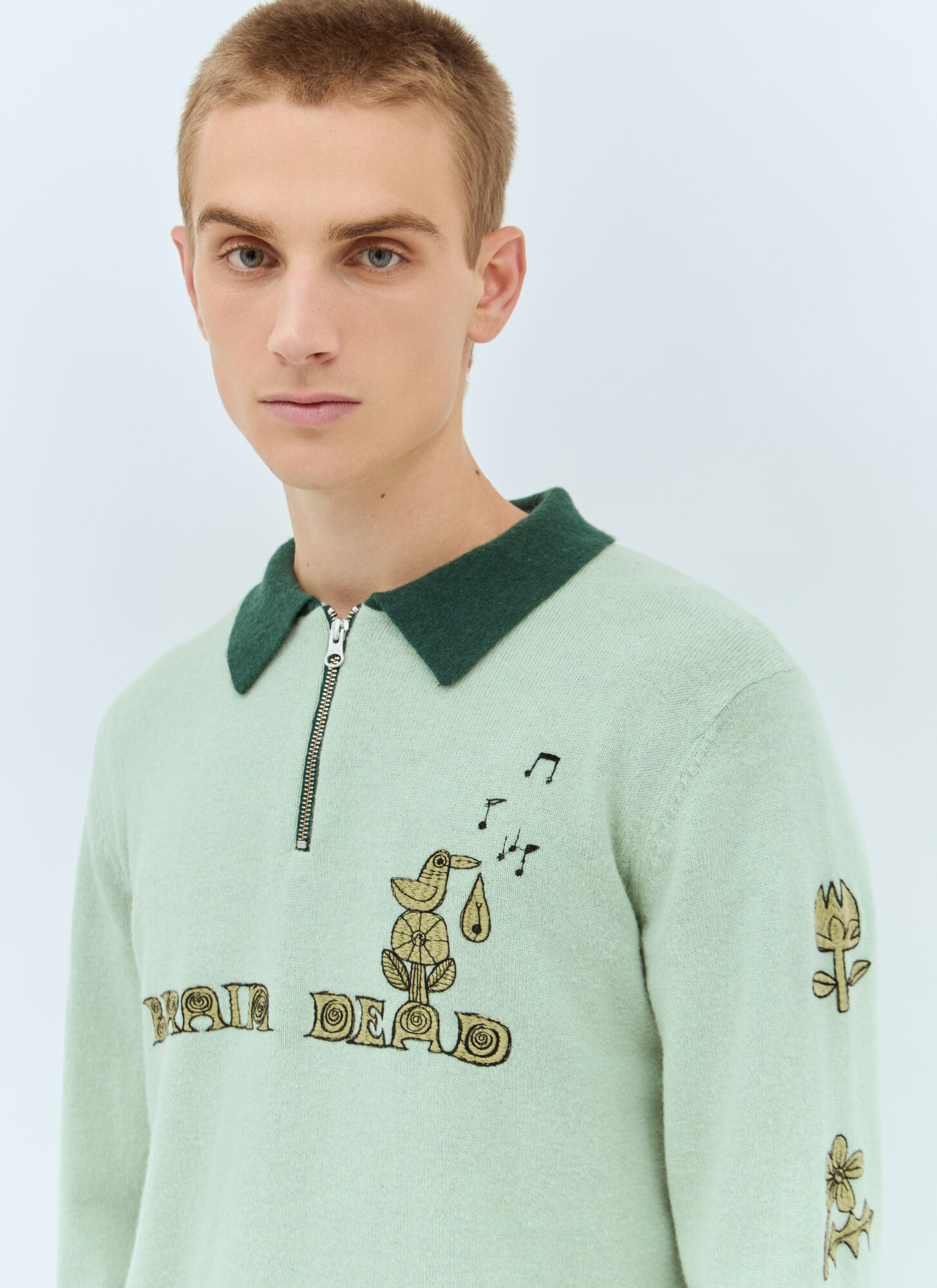  Brain Dead Brain Dead Lex Half-zip Sweatshirt - Man Sweatshirts Green L 