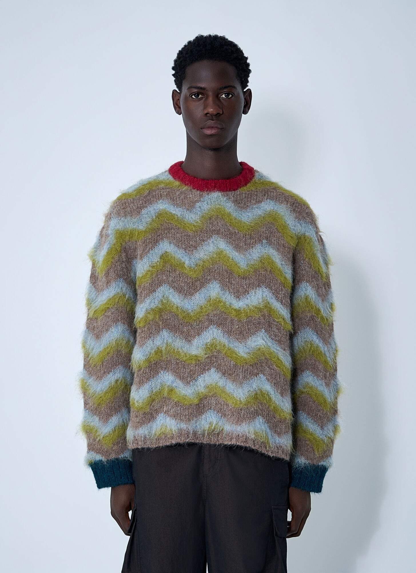 Brain Dead Ziz-zag Sweater In Green