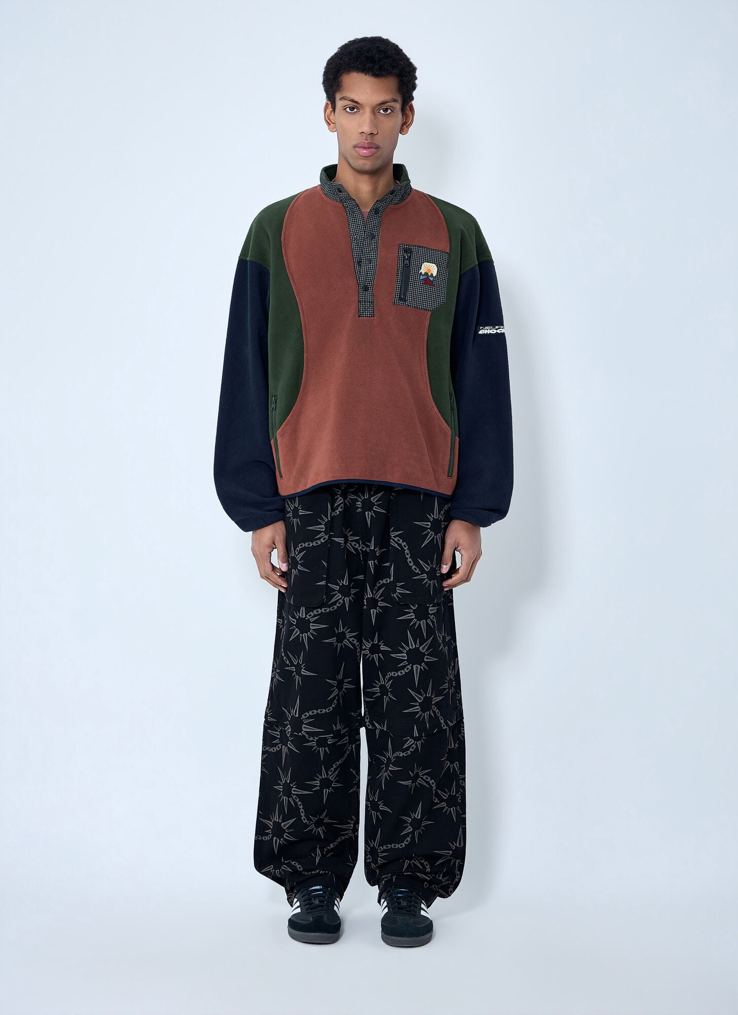  Brain Dead Brain Dead Fleece Pullover With Button Placket - Mann Sweatshirts Navy M 
