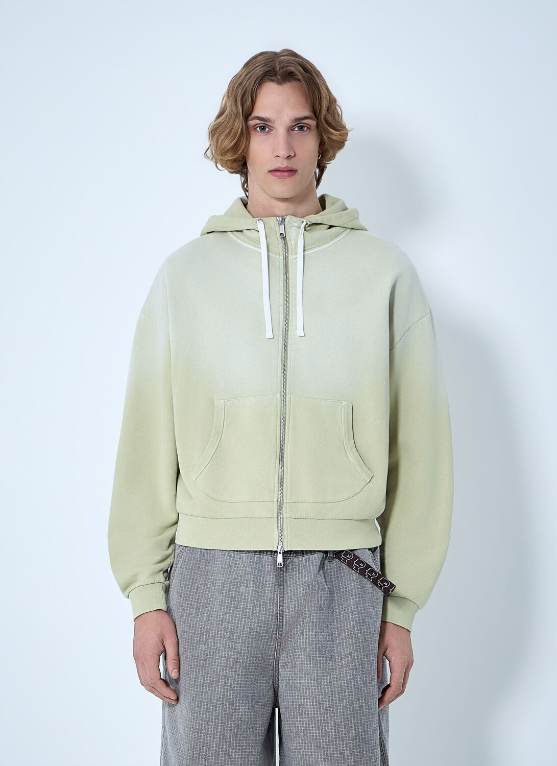 Brain Dead Padded Elbow Zip-up Hoodie - Man Sweatshirts Beige Xl