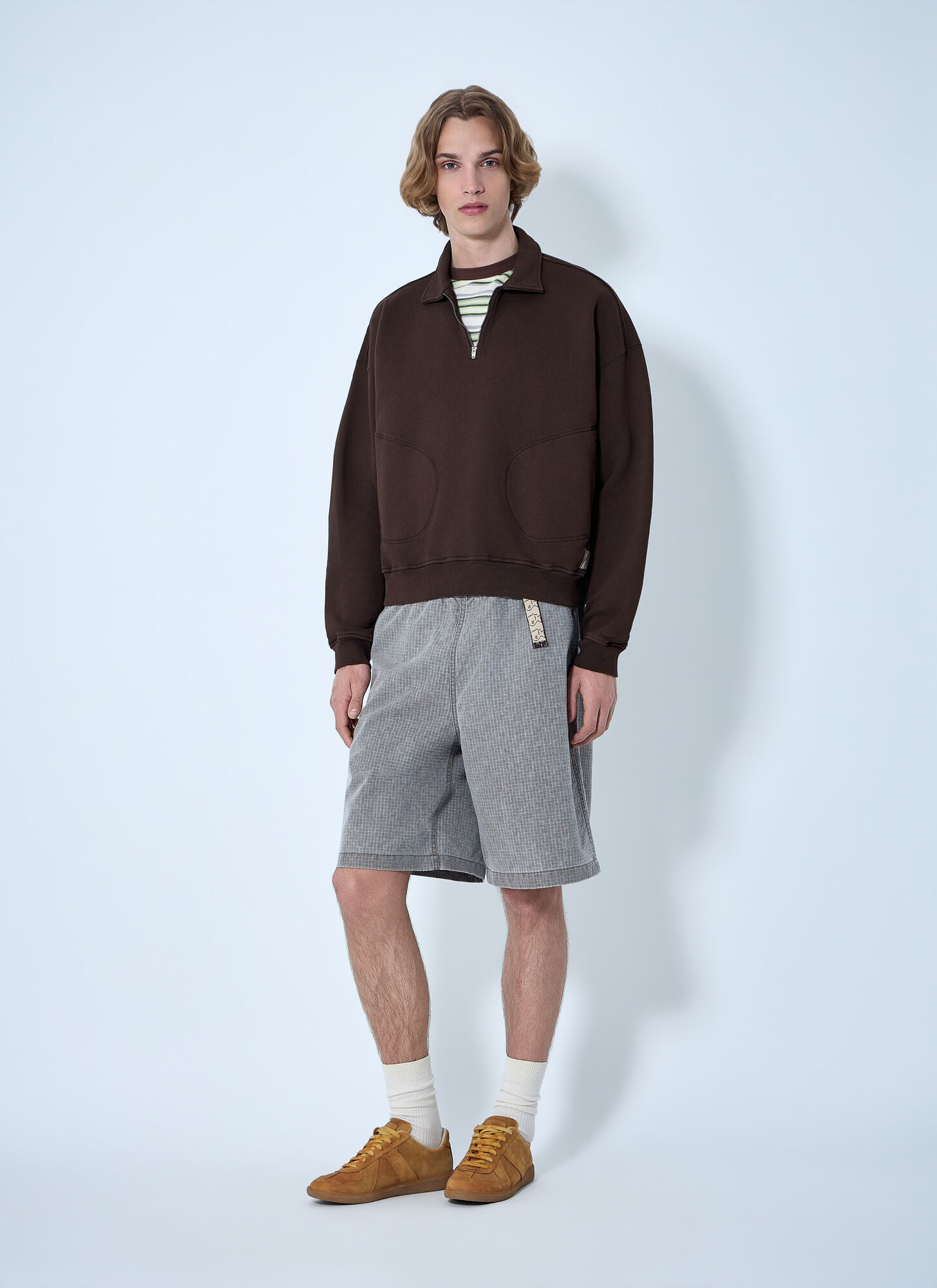  Brain Dead Brain Dead Half-zip Collared Sweatshirt - Mann Sweatshirts Brown M 