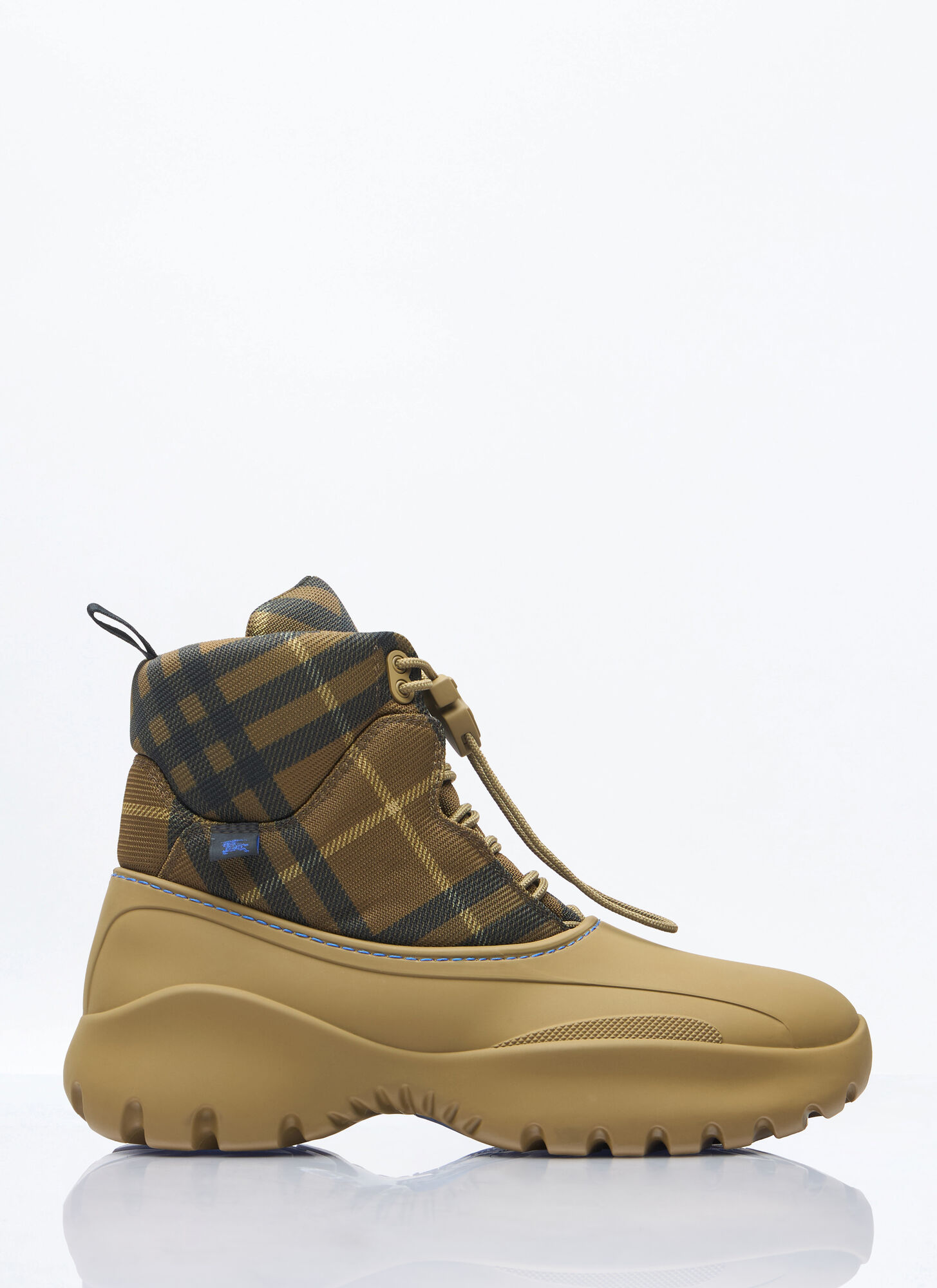 Burberry Scoot Trek Ankle Boot With Check Pattern In Green