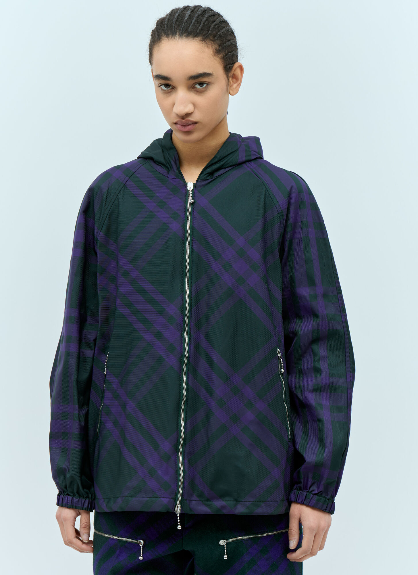 Burberry Burberry Check Nylon-twill Windbreaker Jacket - Woman Jackets Purple Xxs　バーバリー チェック ナイロンツイル ウインドブレーカー ジャケット - レディース ジャケッ