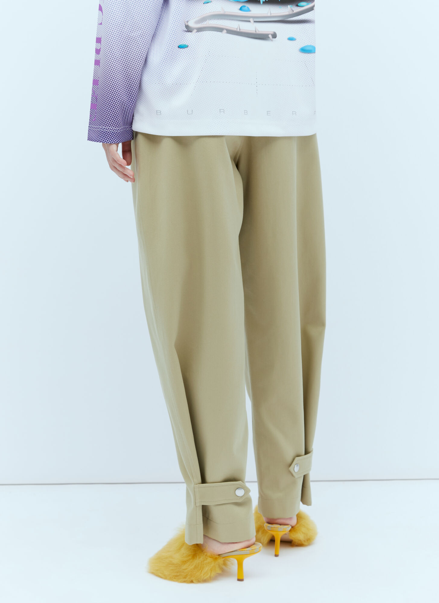 Burberry Donna Beige - Side Buckle Pants, Size: Uk - 08