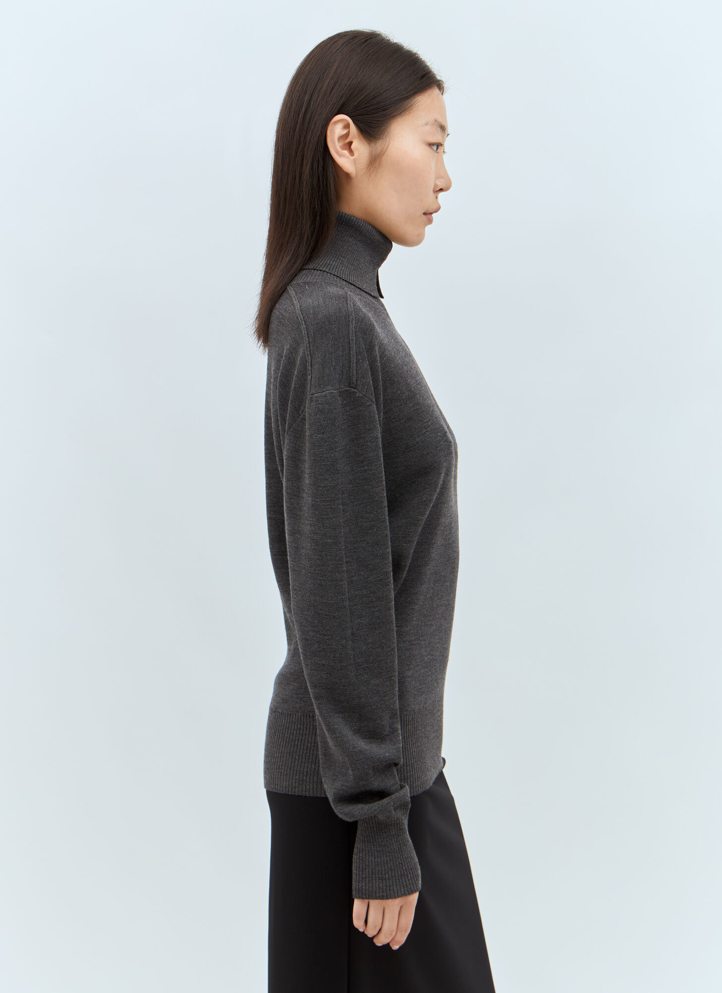  Burberry Burberry Wool High Neck Sweater - Frau Strick Grey M 