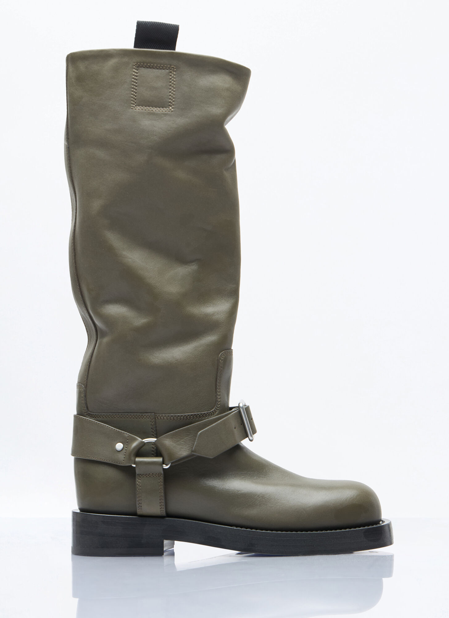 Burberry Leather Saddle High Boots In Green