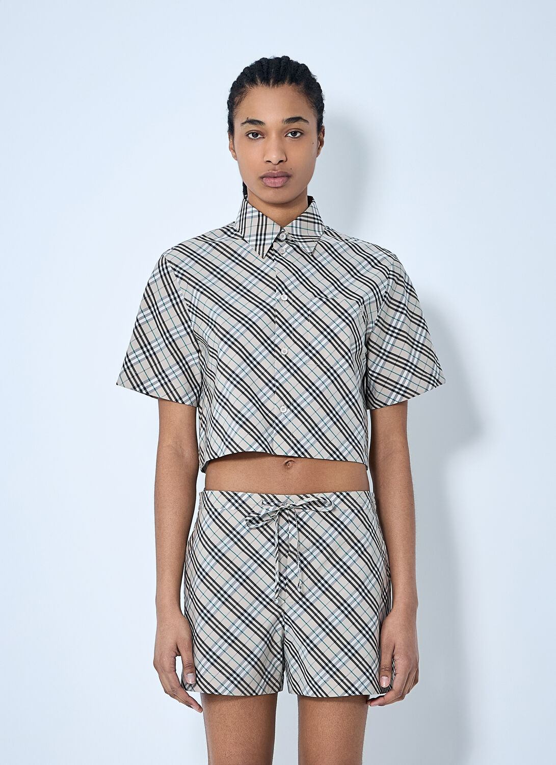 Burberry Women's Checked Cotton Shirt In Beige