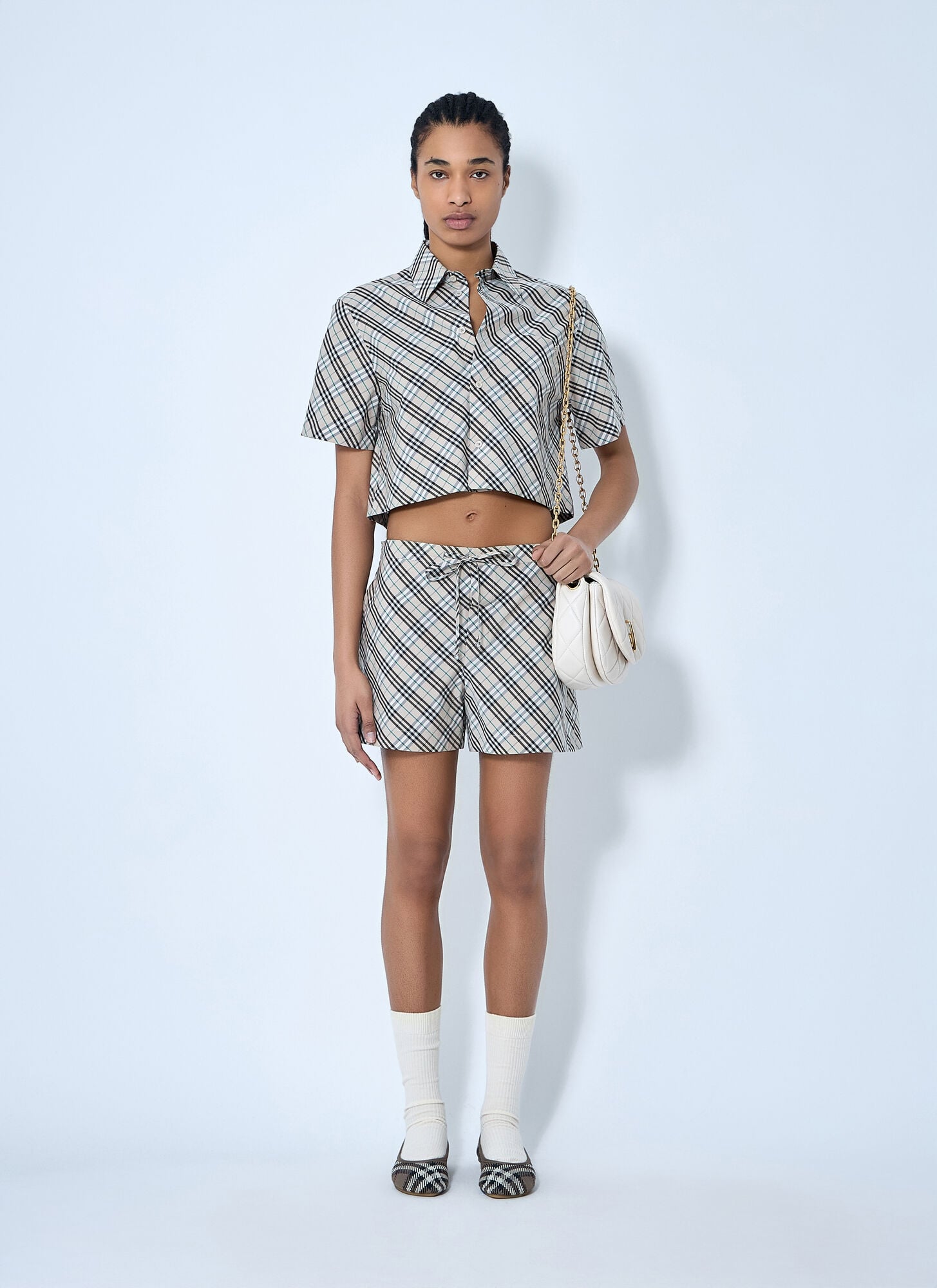  Burberry Burberry Check Drawstring Shorts - Frau Shorts Beige Uk - 10 