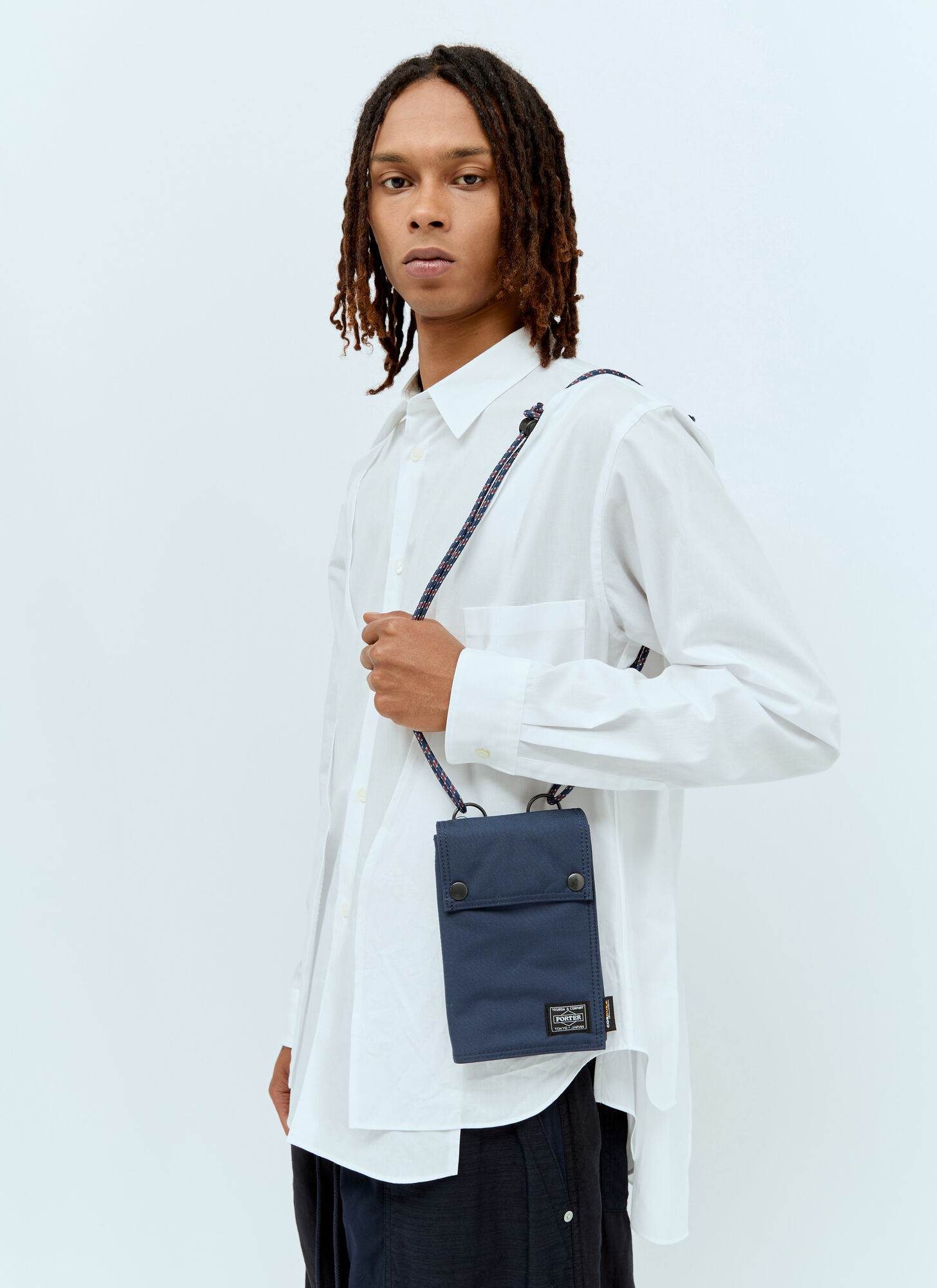 Shop Comme Des Garçons Homme Deux X Porter Nylon Crossbody Bag In Navy